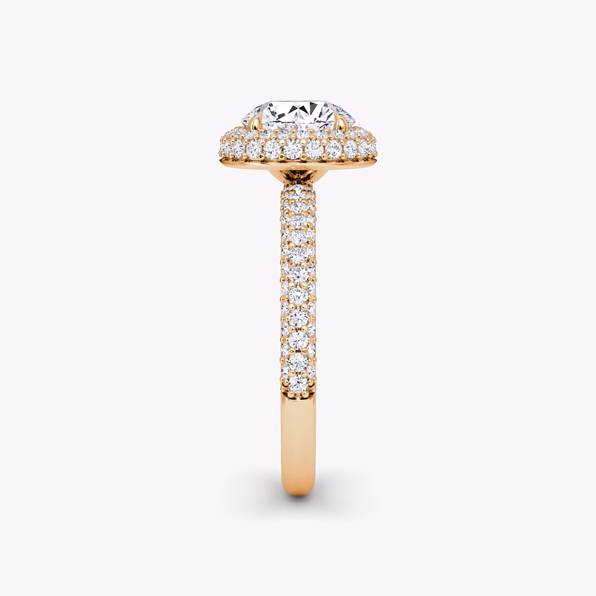 The Halo Dome | Round Brilliant | 14k | Rose Gold | bandAccent: Pavé | caratWeight: other | diamondOrientation: vertical