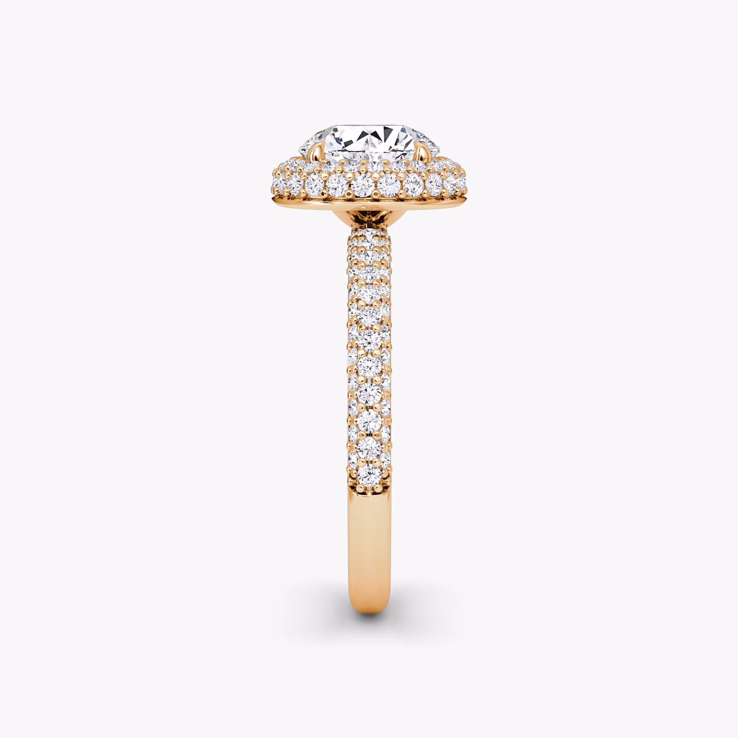 The Halo Dome | Round Brilliant | 14k | Rose Gold | bandAccent: Pavé | caratWeight: 2.0ct | diamondOrientation: vertical
