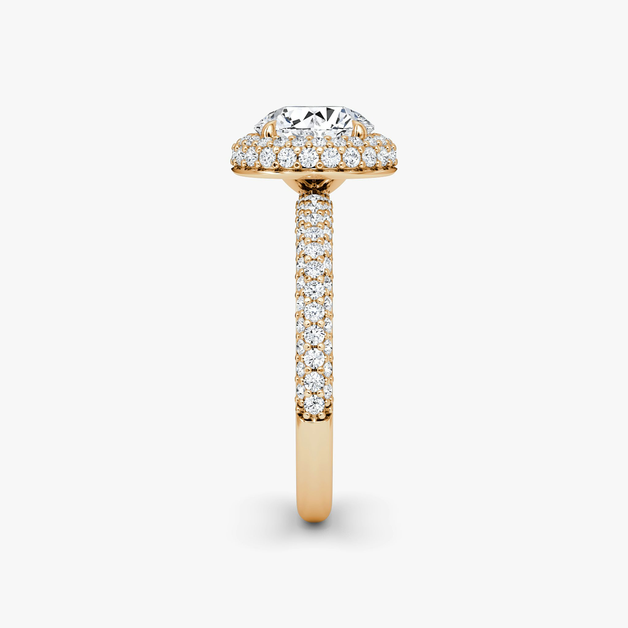 The Halo Dome | Round Brilliant | 14k | Rose Gold | bandAccent: Pavé | caratWeight: 1.0ct | diamondOrientation: vertical