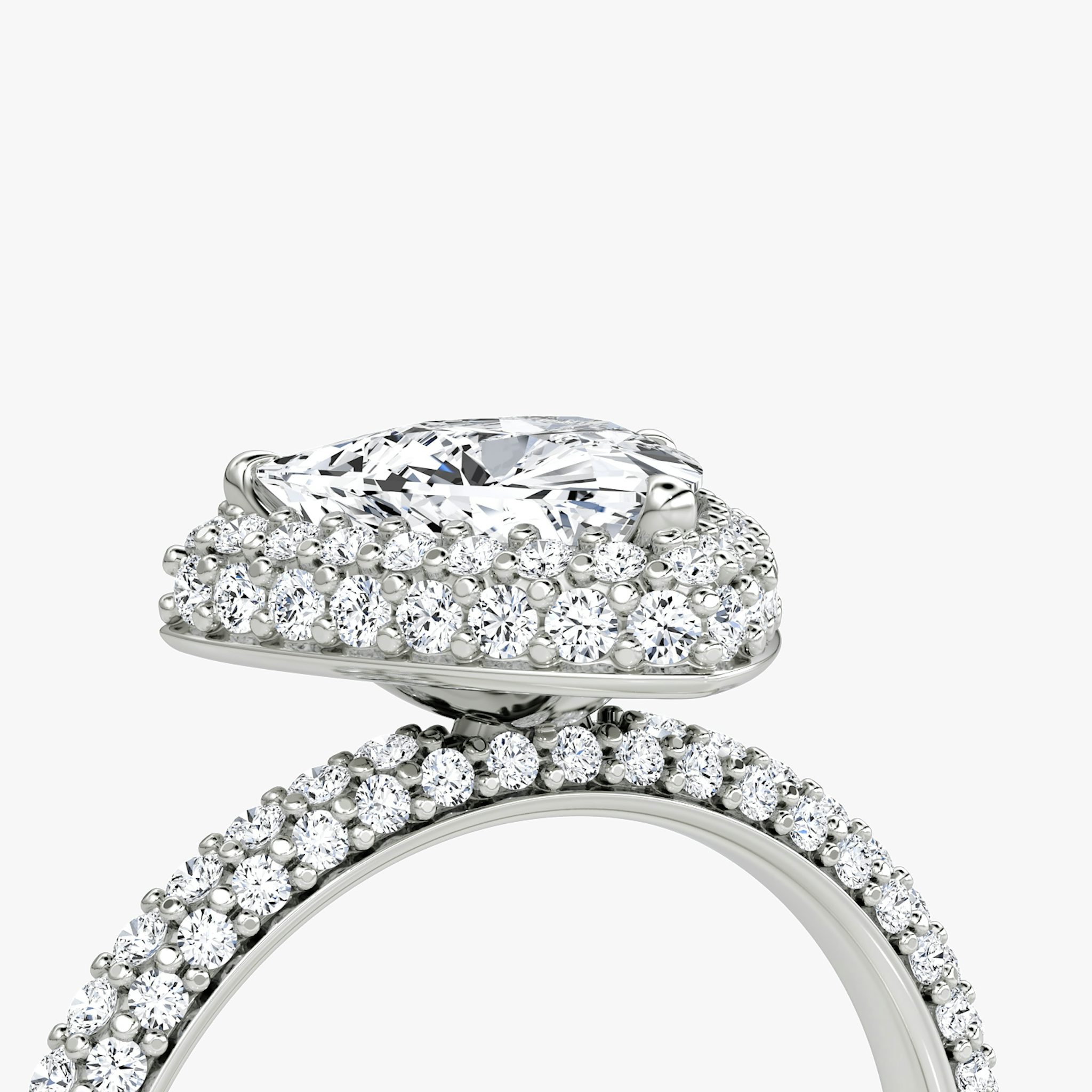 The Halo Dome | Trillion | Platinum | bandAccent: Pavé | diamondOrientation: vertical | caratWeight: other