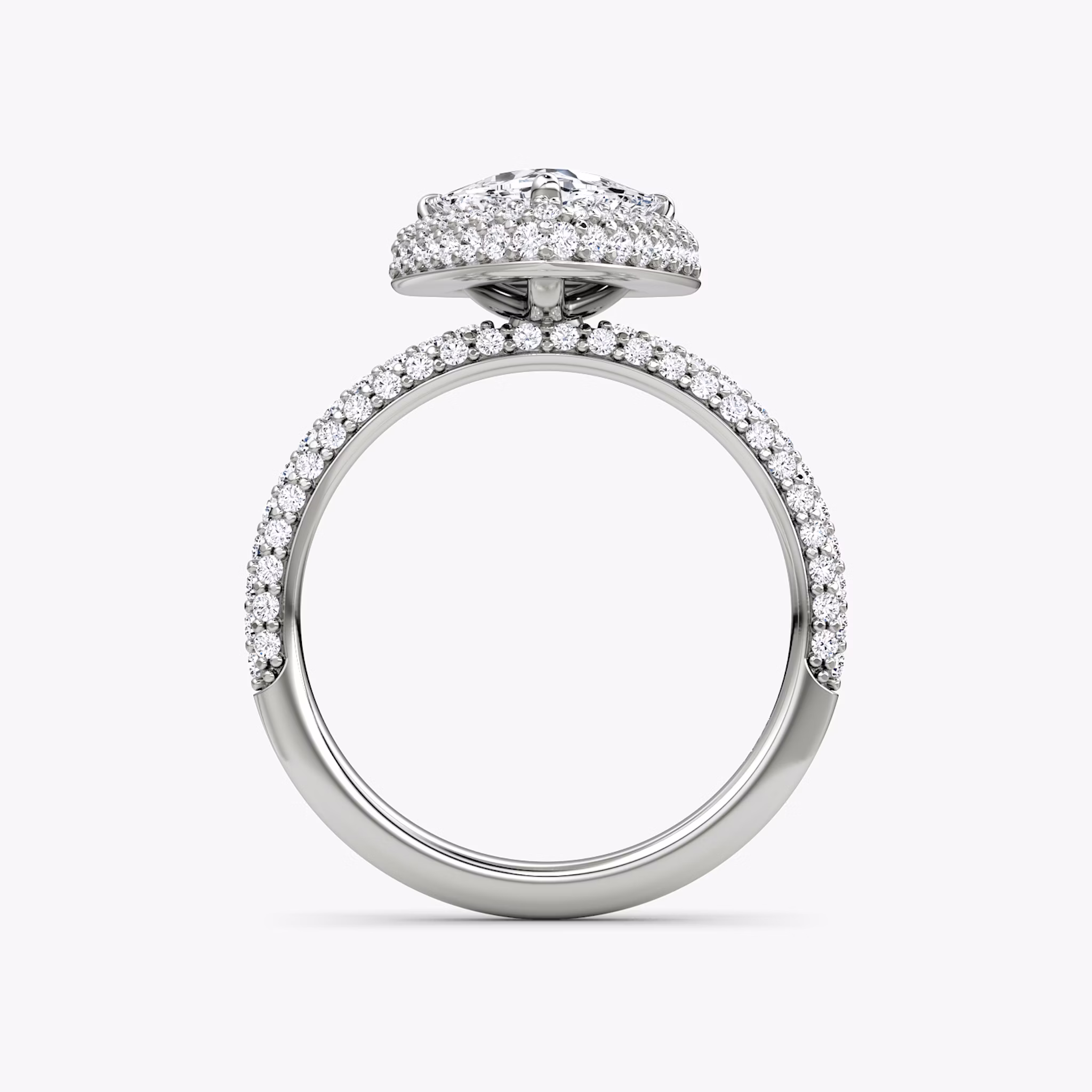 The Halo Dome | Trillion | Platinum | bandAccent: Pavé | diamondOrientation: vertical | caratWeight: other