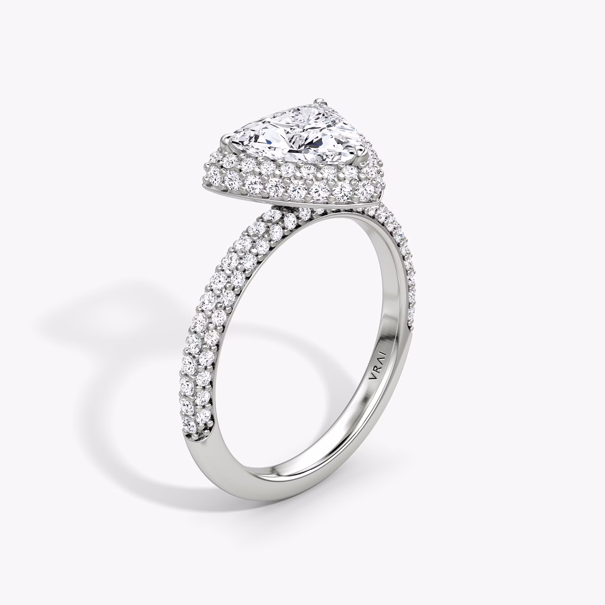 The Halo Dome | Trillion | Platinum | bandAccent: Pavé | diamondOrientation: vertical | caratWeight: other