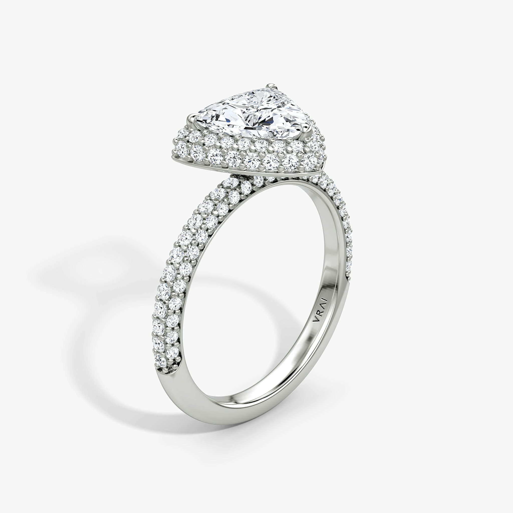 The Halo Dome | Trillion | Platinum | bandAccent: Pavé | diamondOrientation: vertical | caratWeight: other