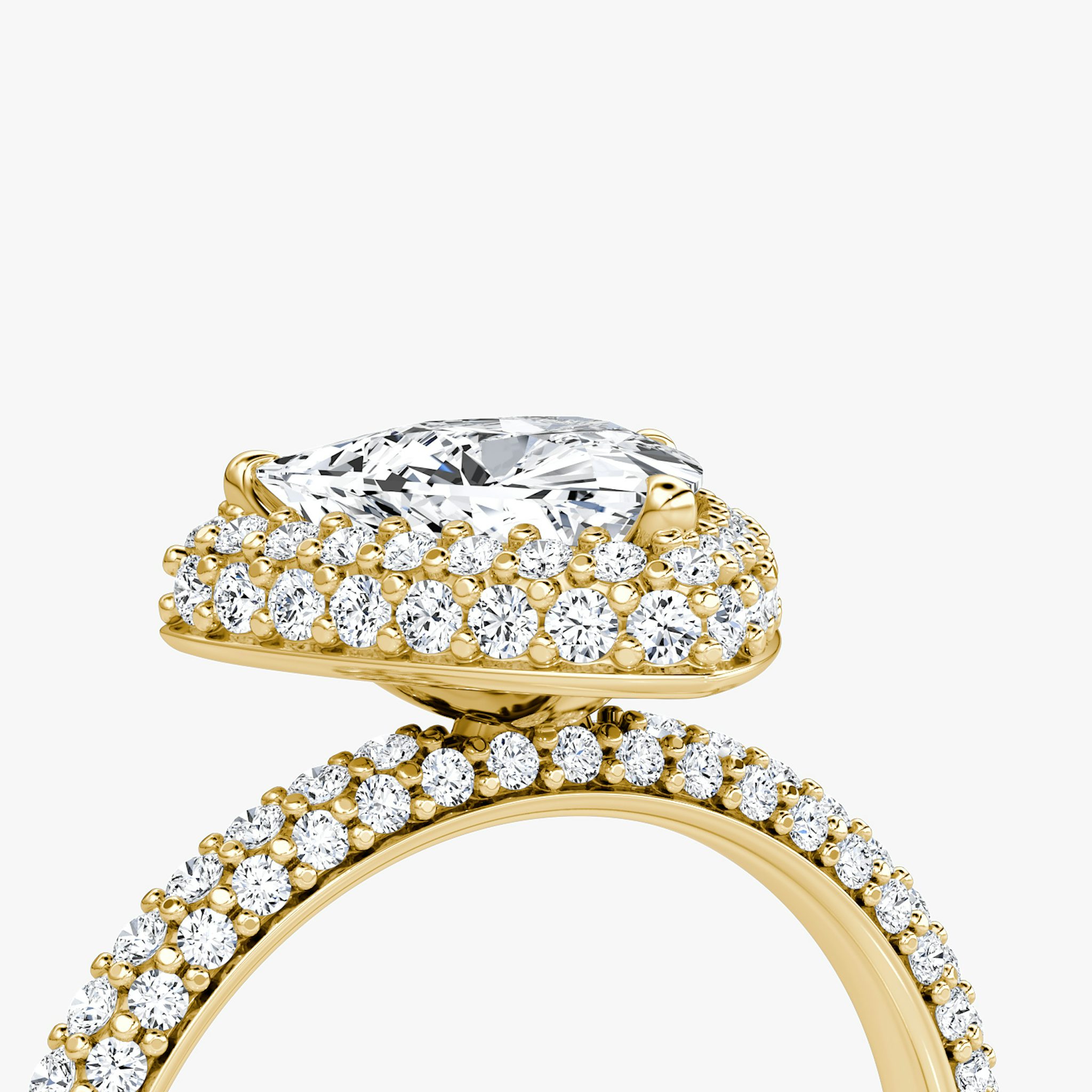 The Halo Dome | Trillion | 18k | Yellow Gold | bandAccent: Pavé | diamondOrientation: vertical | caratWeight: other