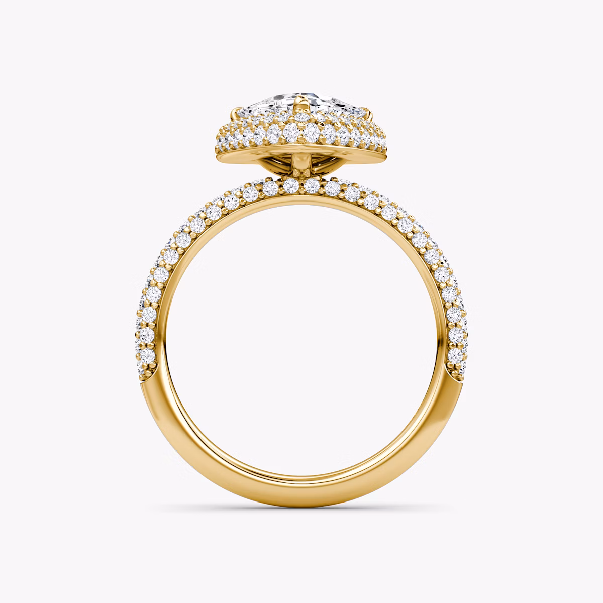 The Halo Dome | Trillion | 18k | Yellow Gold | bandAccent: Pavé | diamondOrientation: vertical | caratWeight: other
