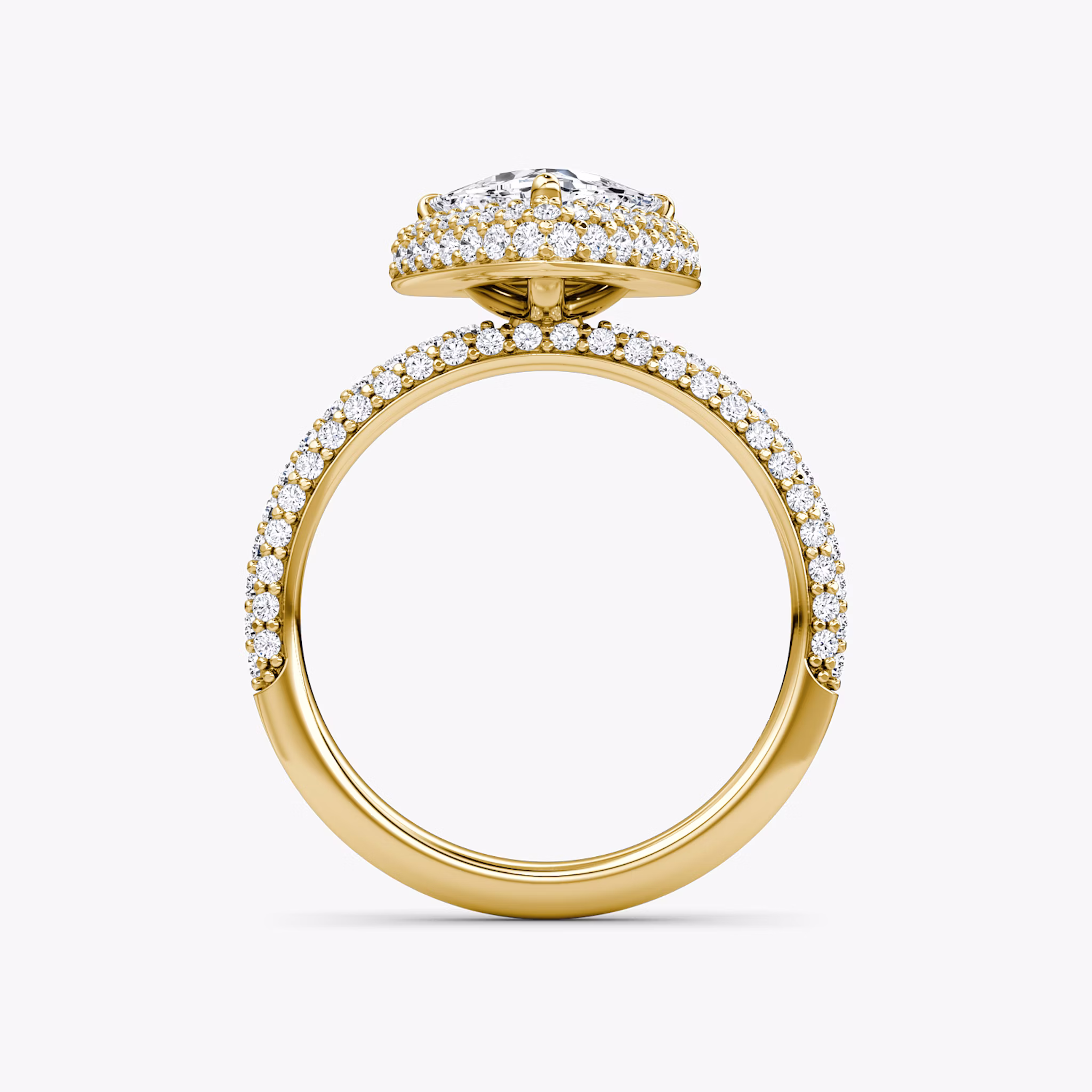 The Halo Dome | Trillion | 18k | Yellow Gold | bandAccent: Pavé | diamondOrientation: vertical | caratWeight: other