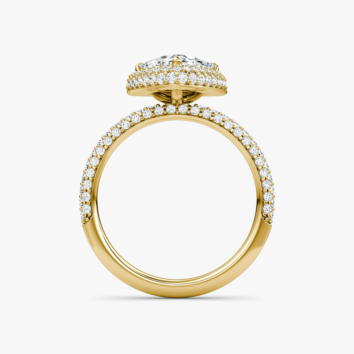 The Halo Dome | Trillion | 18k | Yellow Gold | bandAccent: Pavé | diamondOrientation: vertical | caratWeight: other