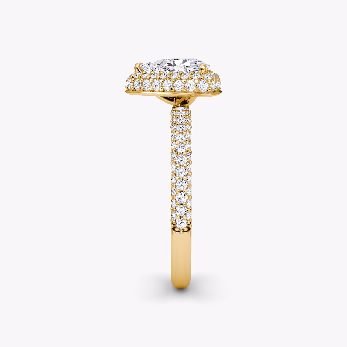 The Halo Dome | Trillion | 18k | Yellow Gold | bandAccent: Pavé | diamondOrientation: vertical | caratWeight: other