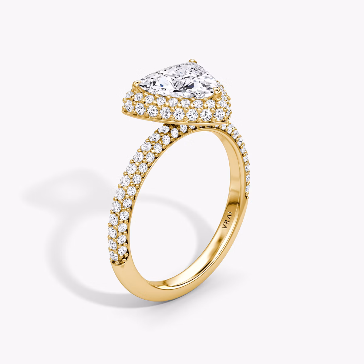 The Halo Dome | Trillion | 18k | Yellow Gold | bandAccent: Pavé | diamondOrientation: vertical | caratWeight: other