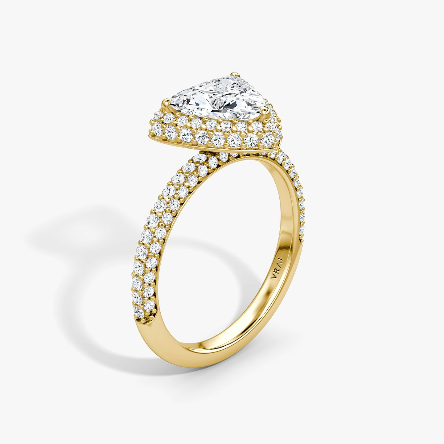 The Halo Dome | Trillion | 18k | Yellow Gold | bandAccent: Pavé | diamondOrientation: vertical | caratWeight: other