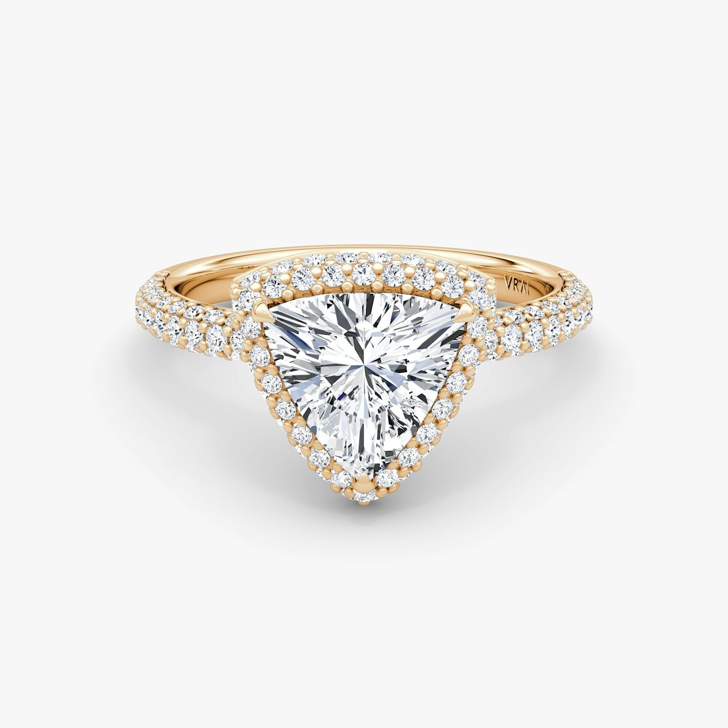 The Halo Dome | Trillion | 14k | Rose Gold | bandAccent: Pavé | diamondOrientation: vertical | caratWeight: other
