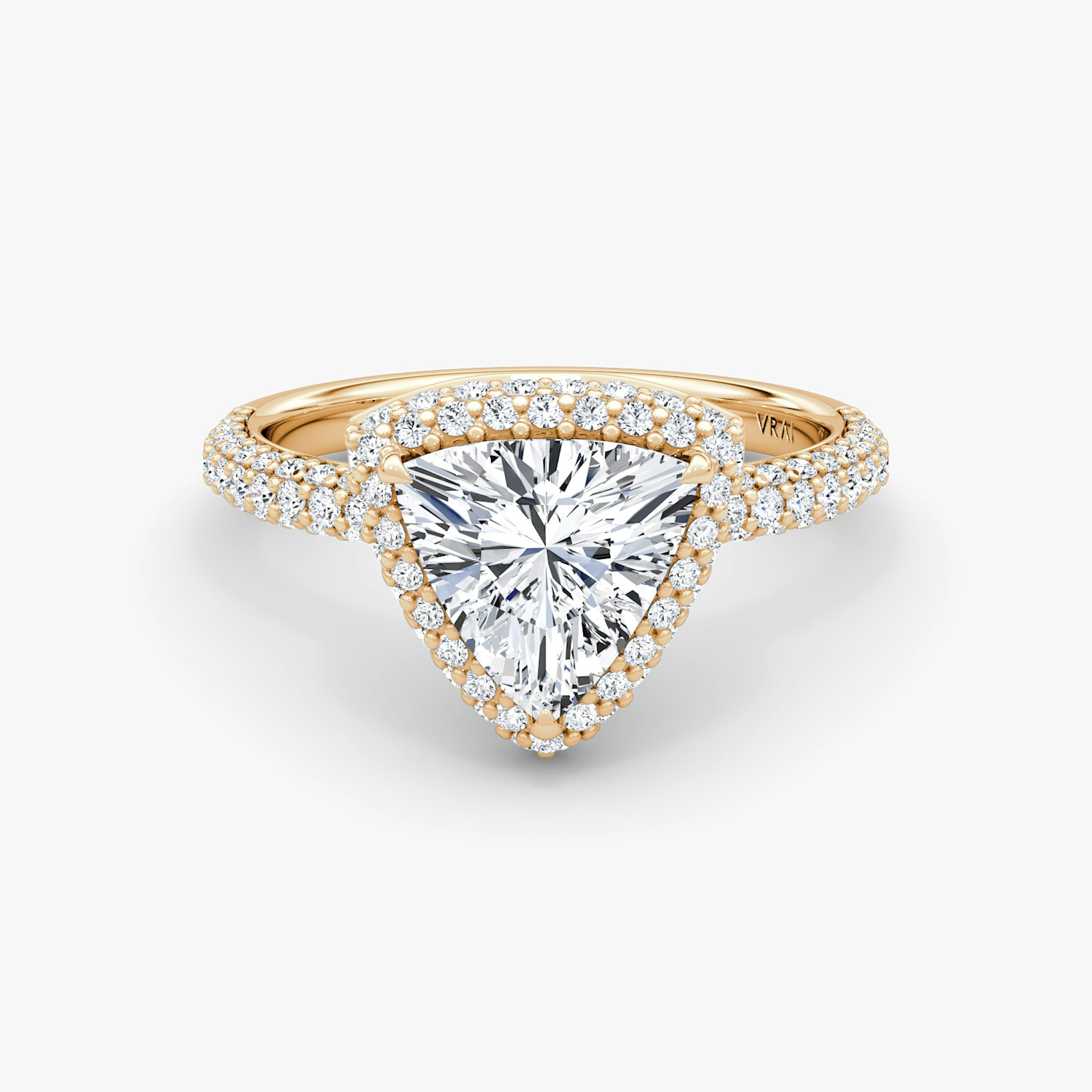 The Halo Dome | Trillion | 14k | Rose Gold | bandAccent: Pavé | diamondOrientation: vertical | caratWeight: other