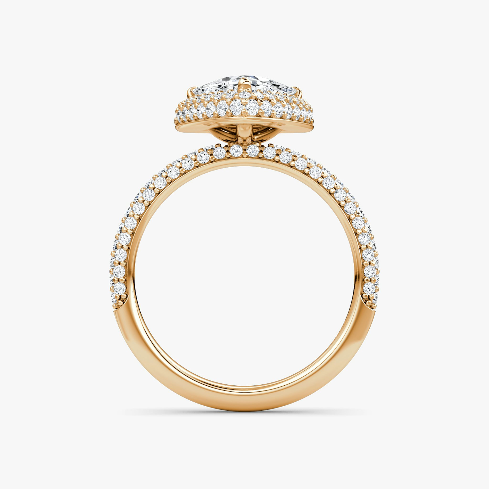 The Halo Dome | Trillion | 14k | Rose Gold | bandAccent: Pavé | diamondOrientation: vertical | caratWeight: other