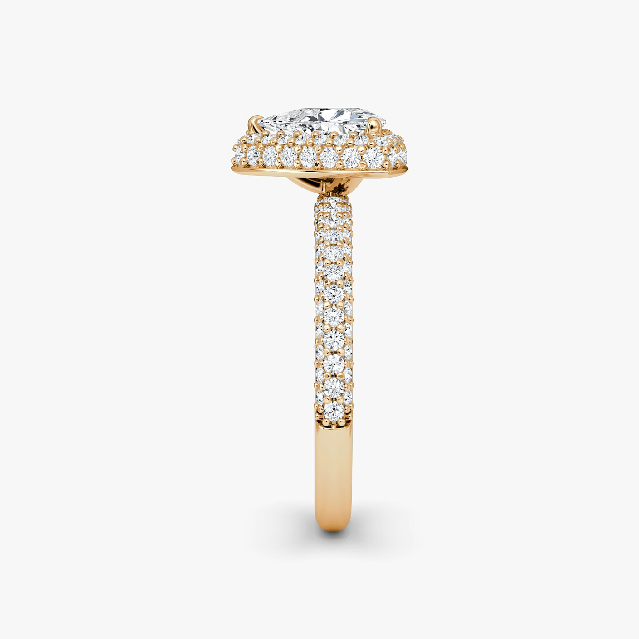 The Halo Dome | Trillion | 14k | Rose Gold | bandAccent: Pavé | diamondOrientation: vertical | caratWeight: other