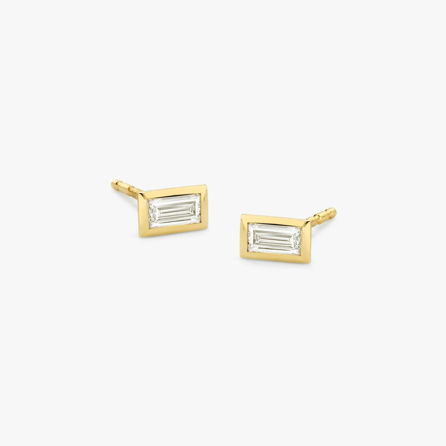 Knife-Edge Bezel Earring | Baguette | 14k | Yellow Gold