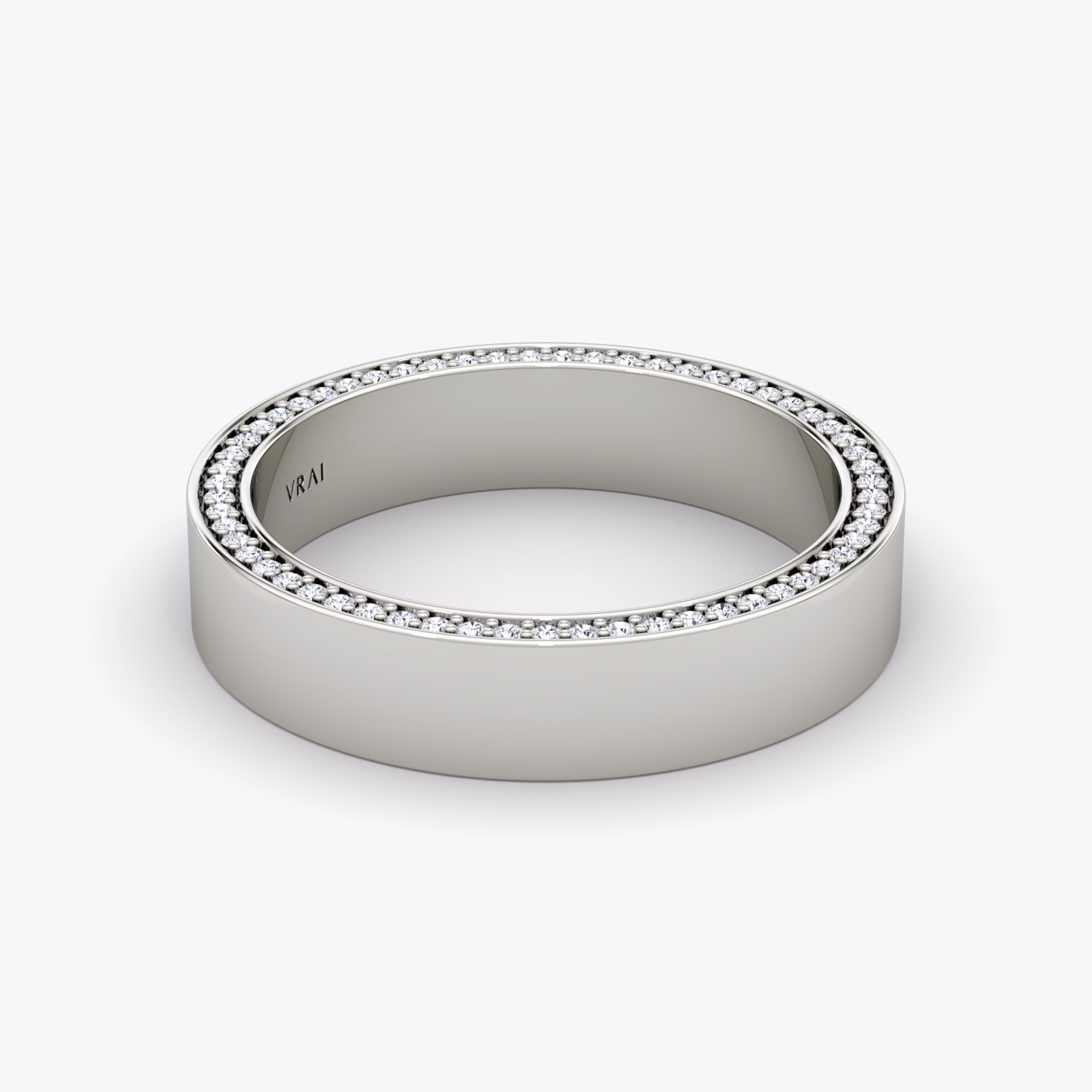 Pave Border Platinum Wedding Band