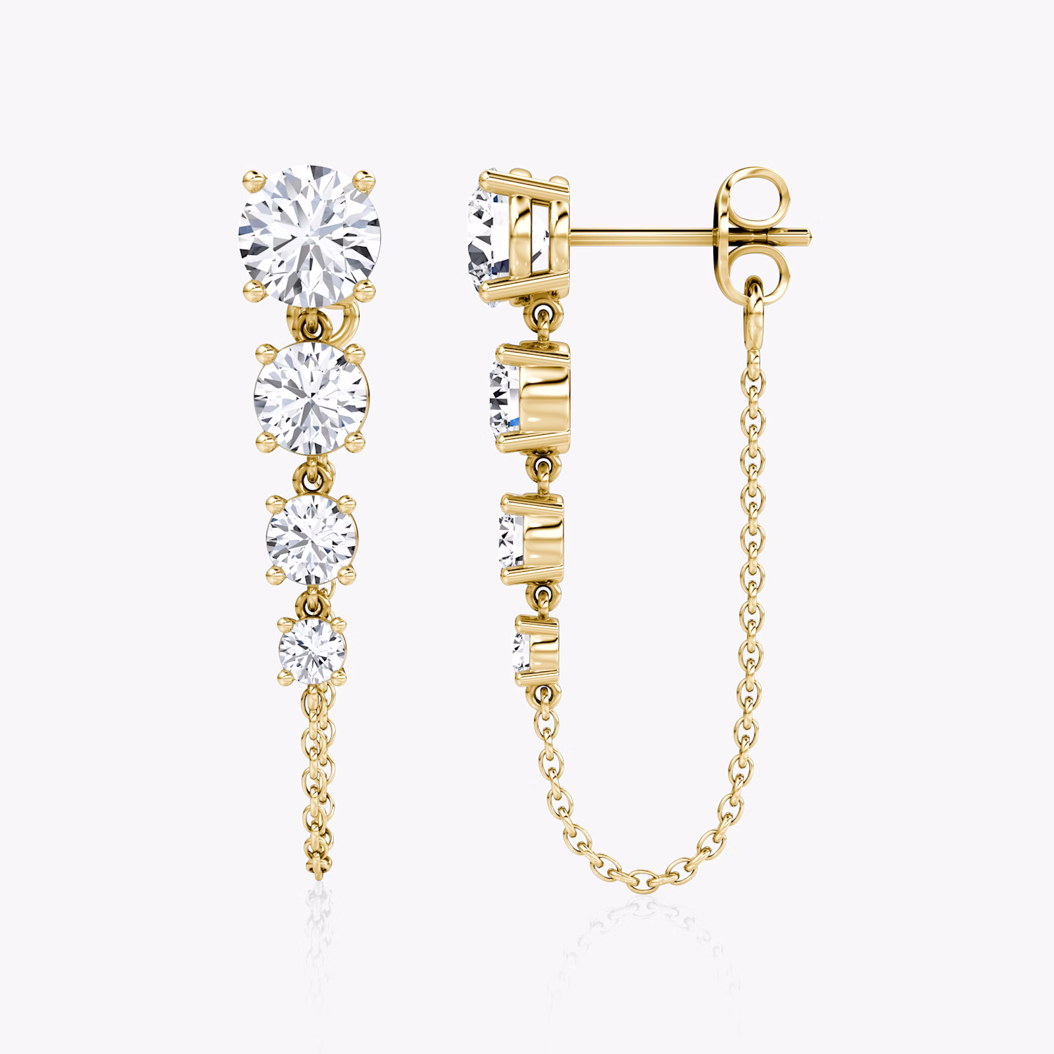 Linked Tennis Earring | Round Brilliant | 14k | Yellow Gold | caratWeight: 1.6ct