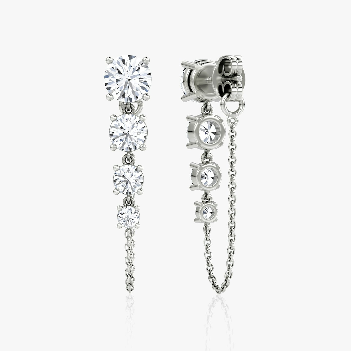 Linked Tennis Earring | Round Brilliant | 14k | White Gold | caratWeight: 1.6ct