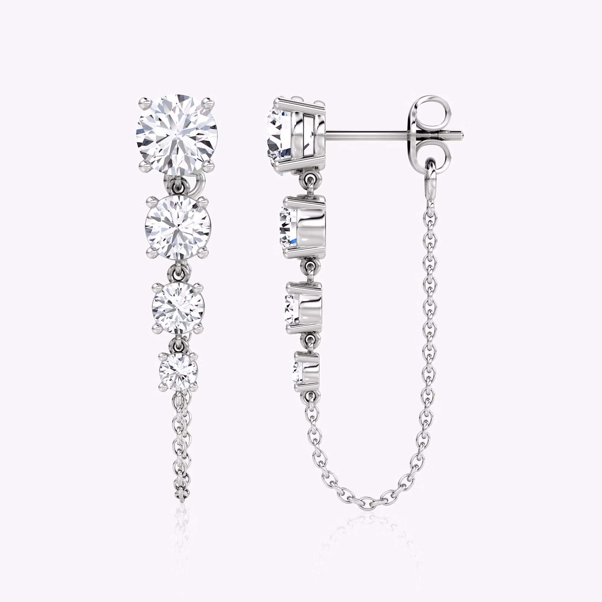 Linked Tennis Earring | Round Brilliant | 14k | White Gold | caratWeight: 1.6ct