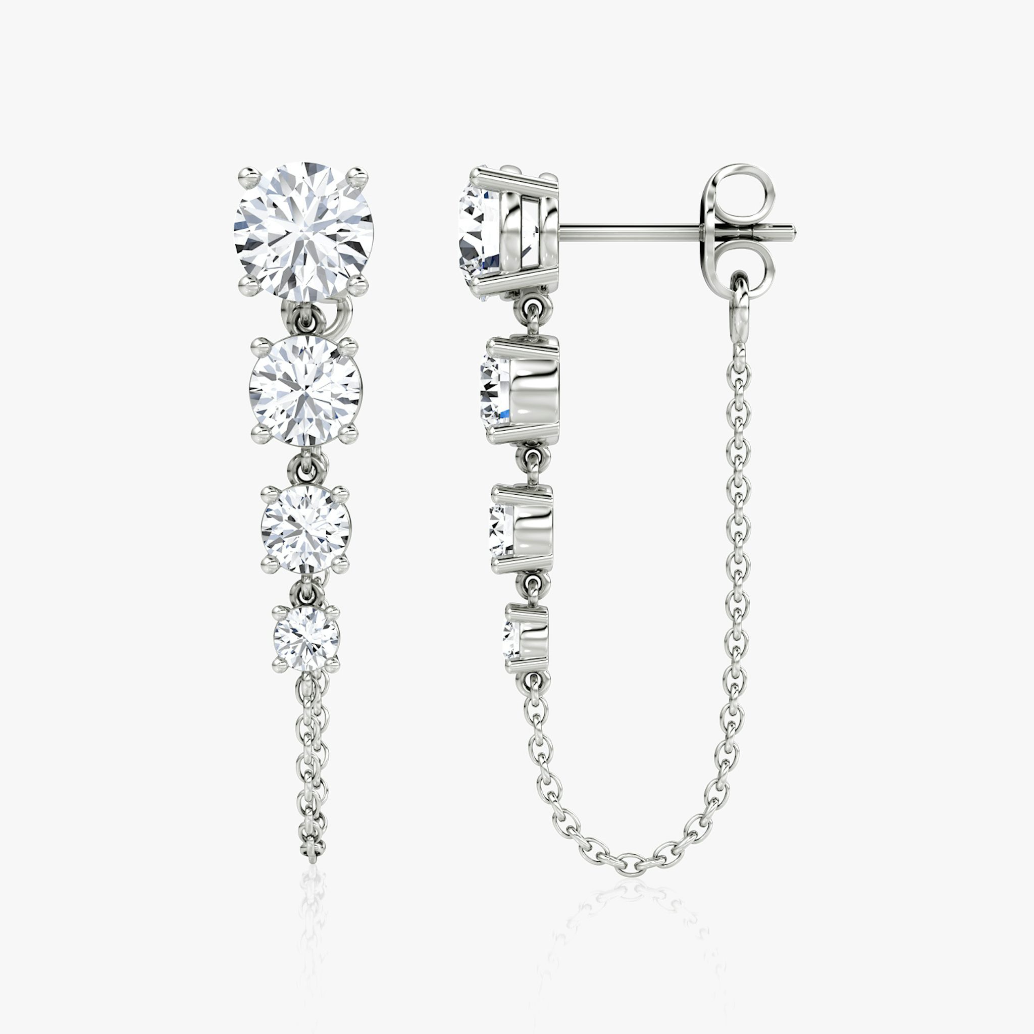 Linked Tennis Earring | Round Brilliant | 14k | White Gold | caratWeight: 1.6ct