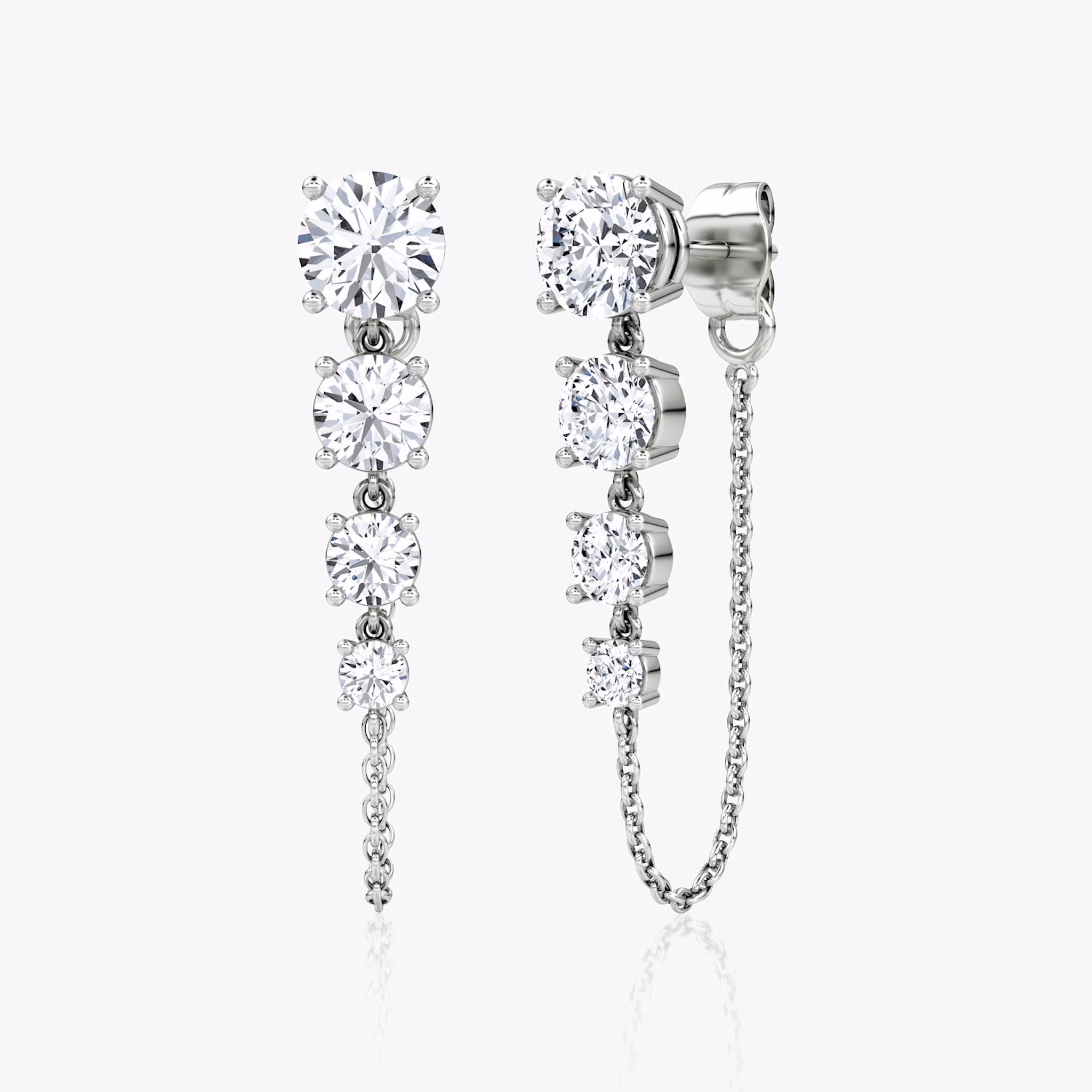 Linked Tennis Earring | Round Brilliant | 14k | White Gold | caratWeight: 1.6ct