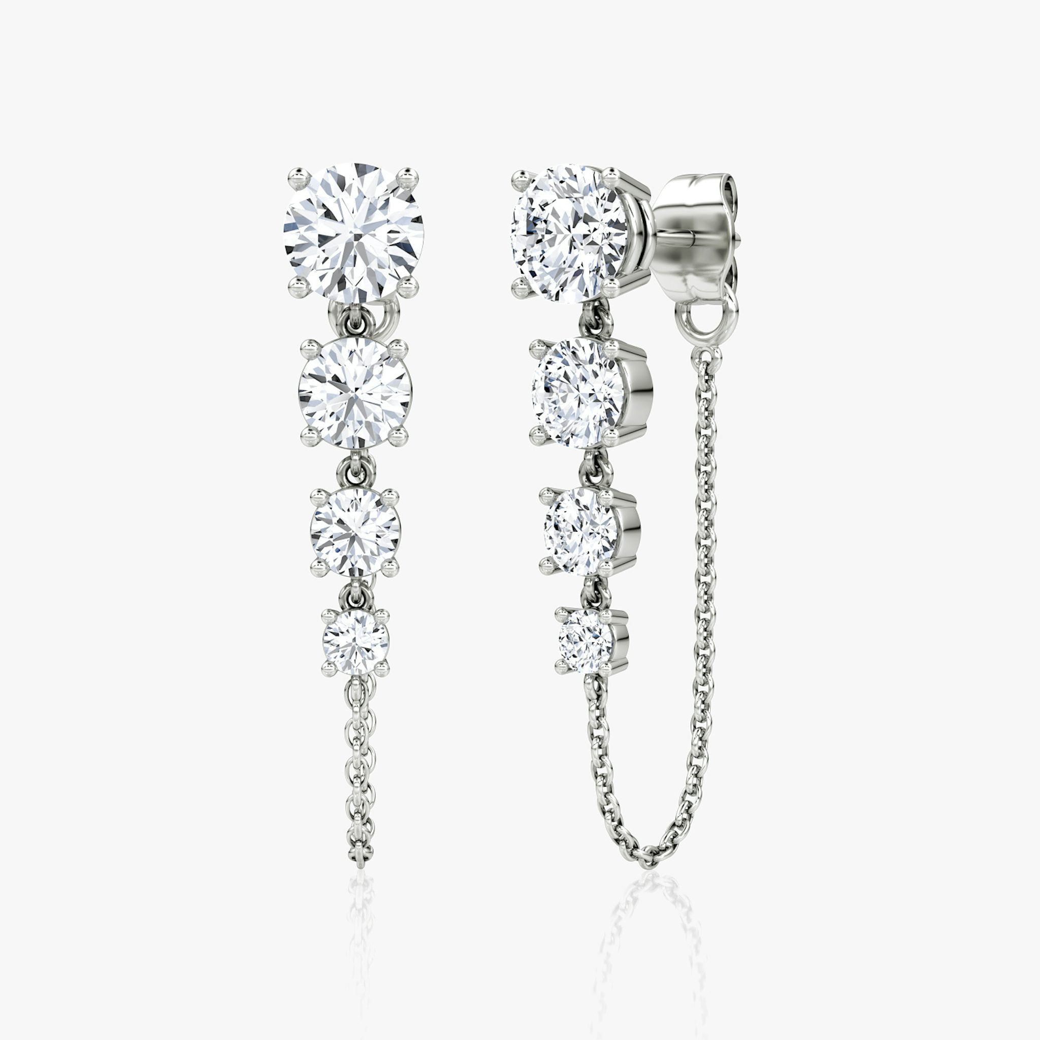 Linked Tennis Earring | Round Brilliant | 14k | White Gold | caratWeight: 1.6ct