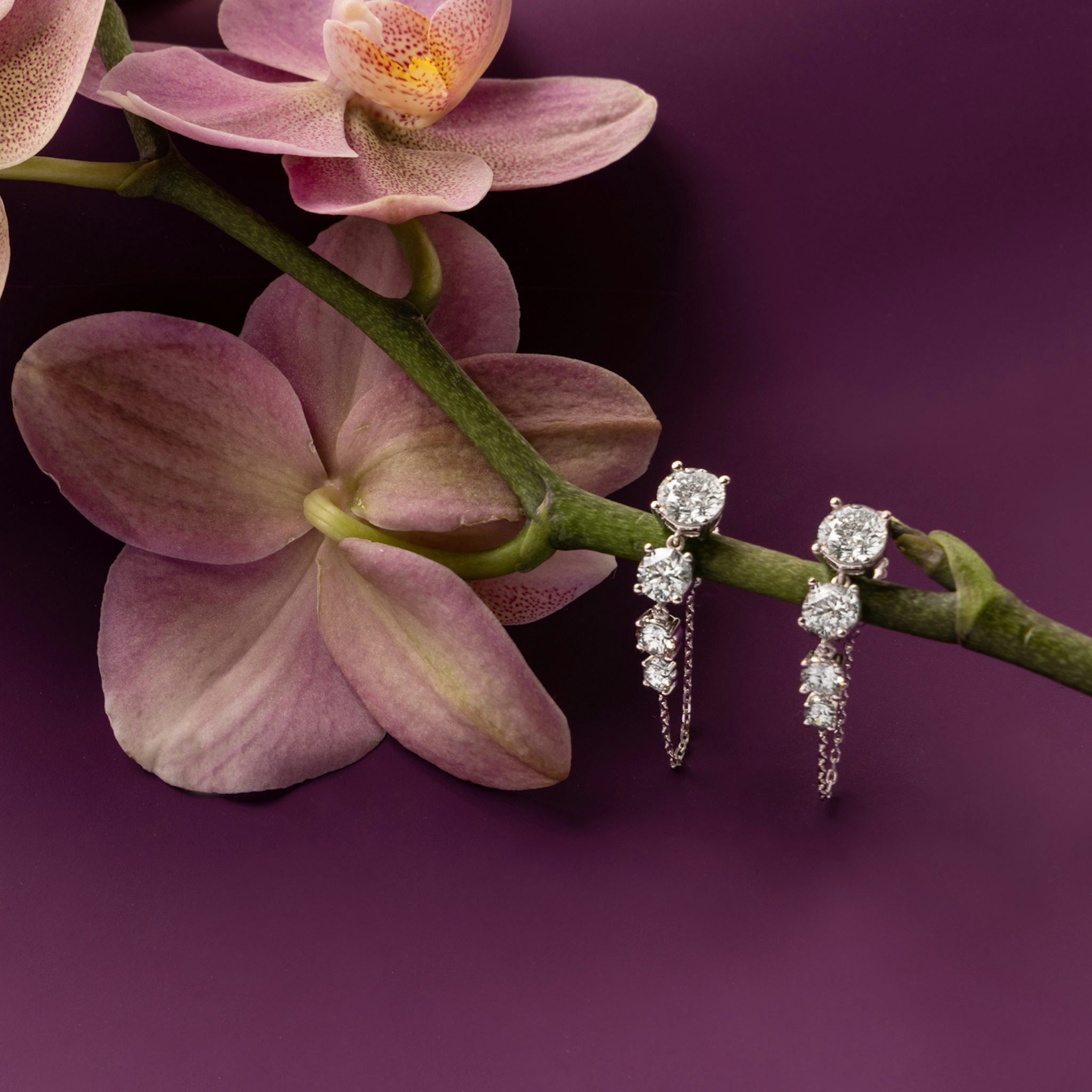 Linked Tennis Earring | Round Brilliant | 14k | Yellow Gold | caratWeight: 1.6ct