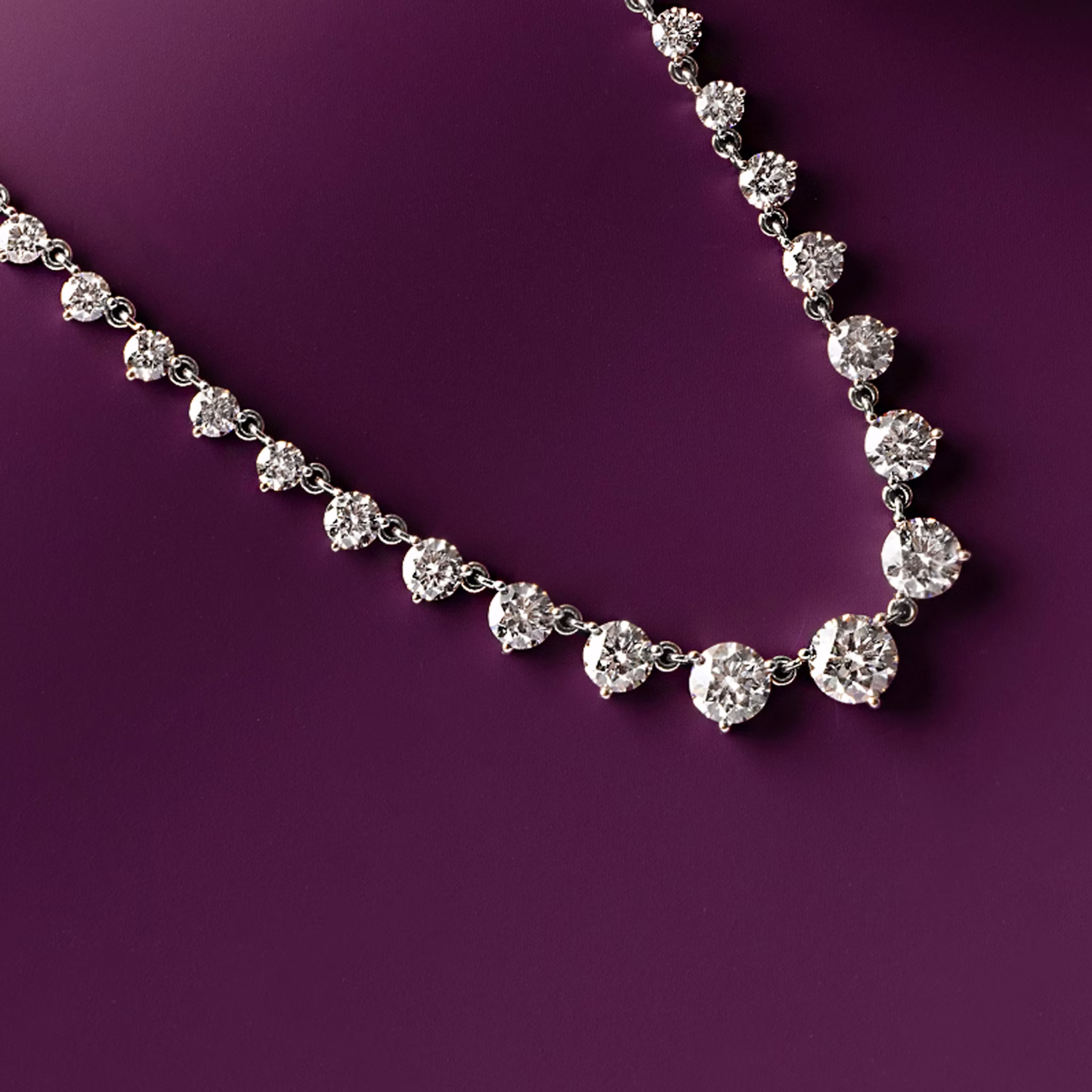 Infinity Linked Tennis Necklace | Round Brilliant | 14k | White Gold | caratWeight: 13.0ct | chainLength: 16-18