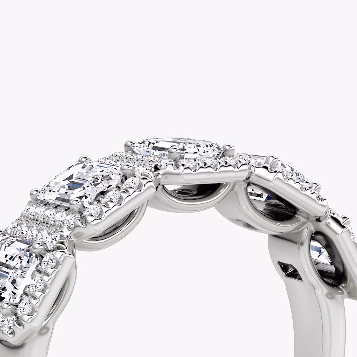 The Five Stone Halo Band | Emerald | Platinum