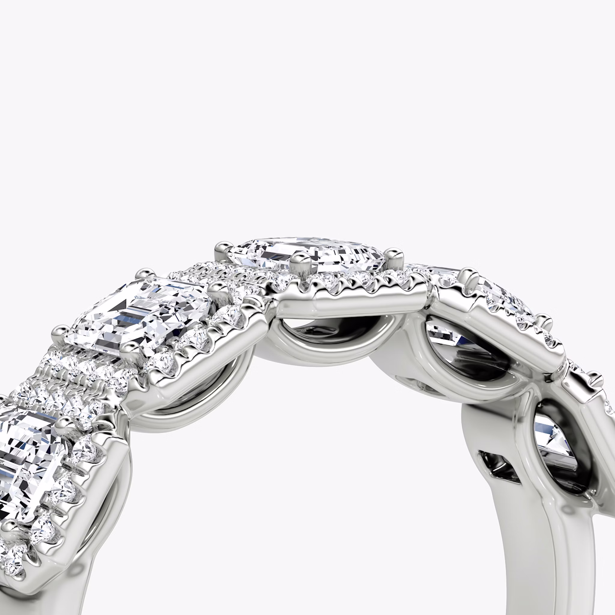 The Five Stone Halo Band | Emerald | 18k | White Gold