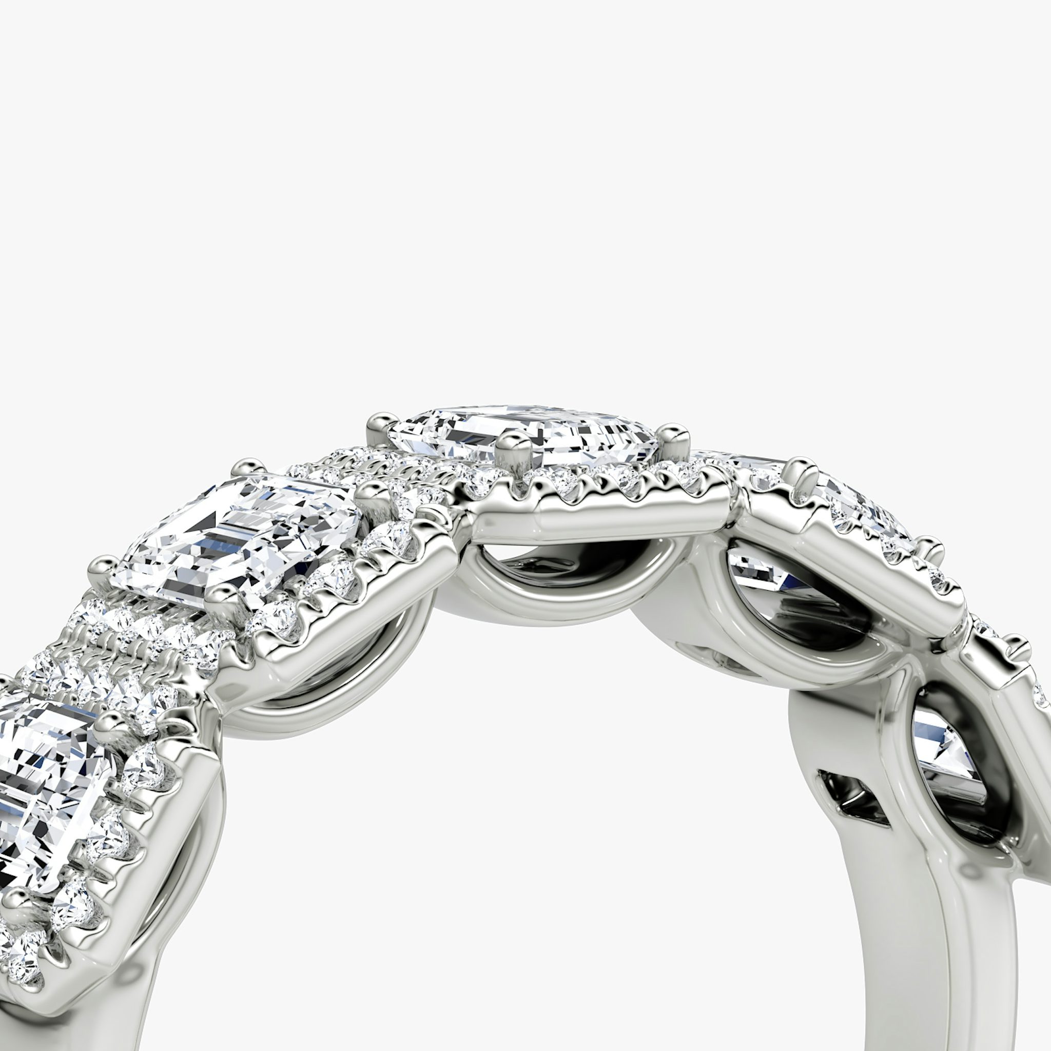 The Five Stone Halo Band | Emerald | 18k | White Gold