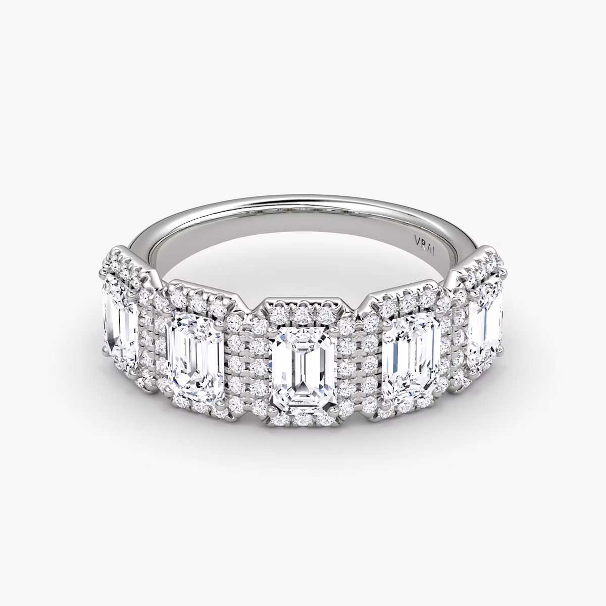 The Five Stone Halo Band | Emerald | Platinum