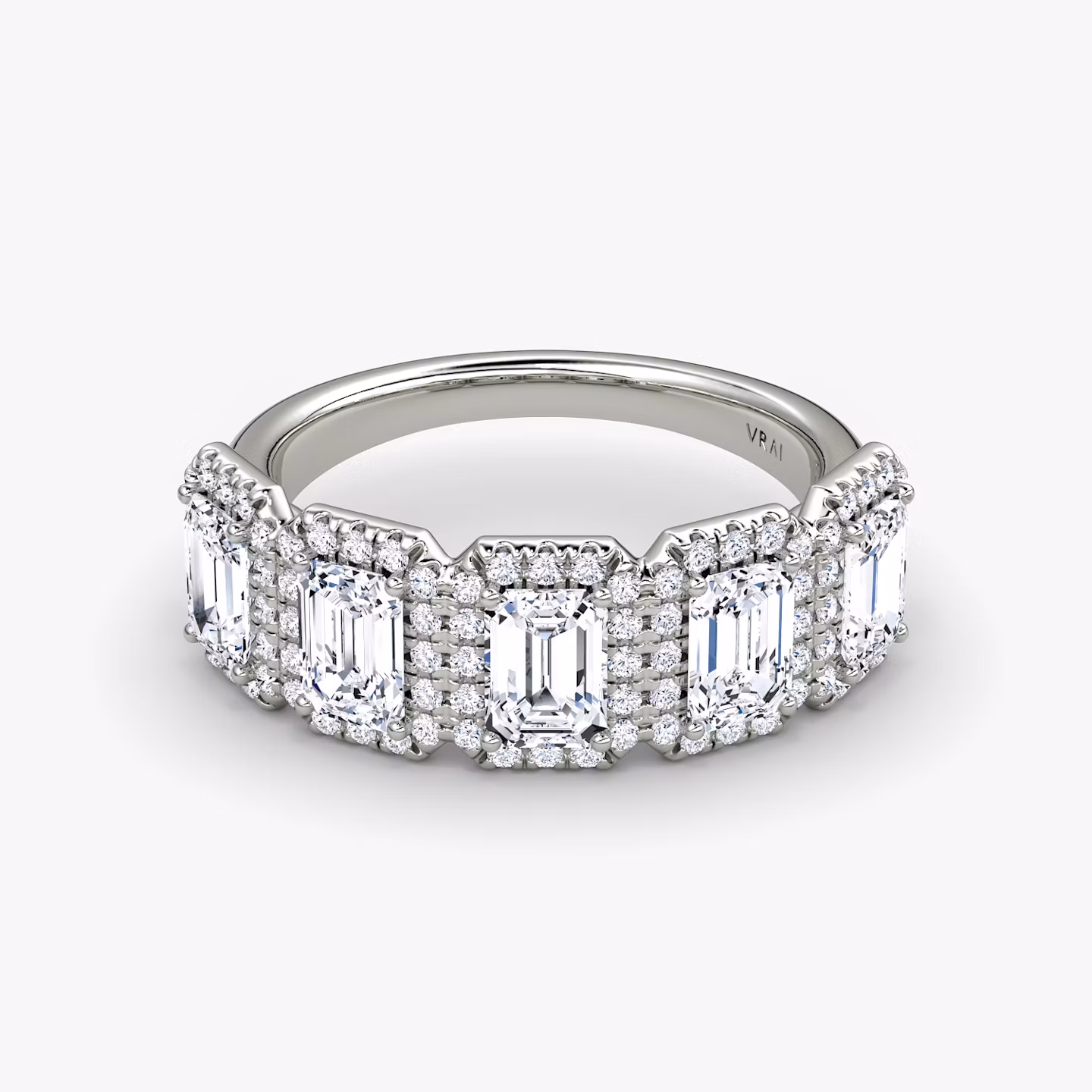 The Five Stone Halo Band Emerald | Platinum