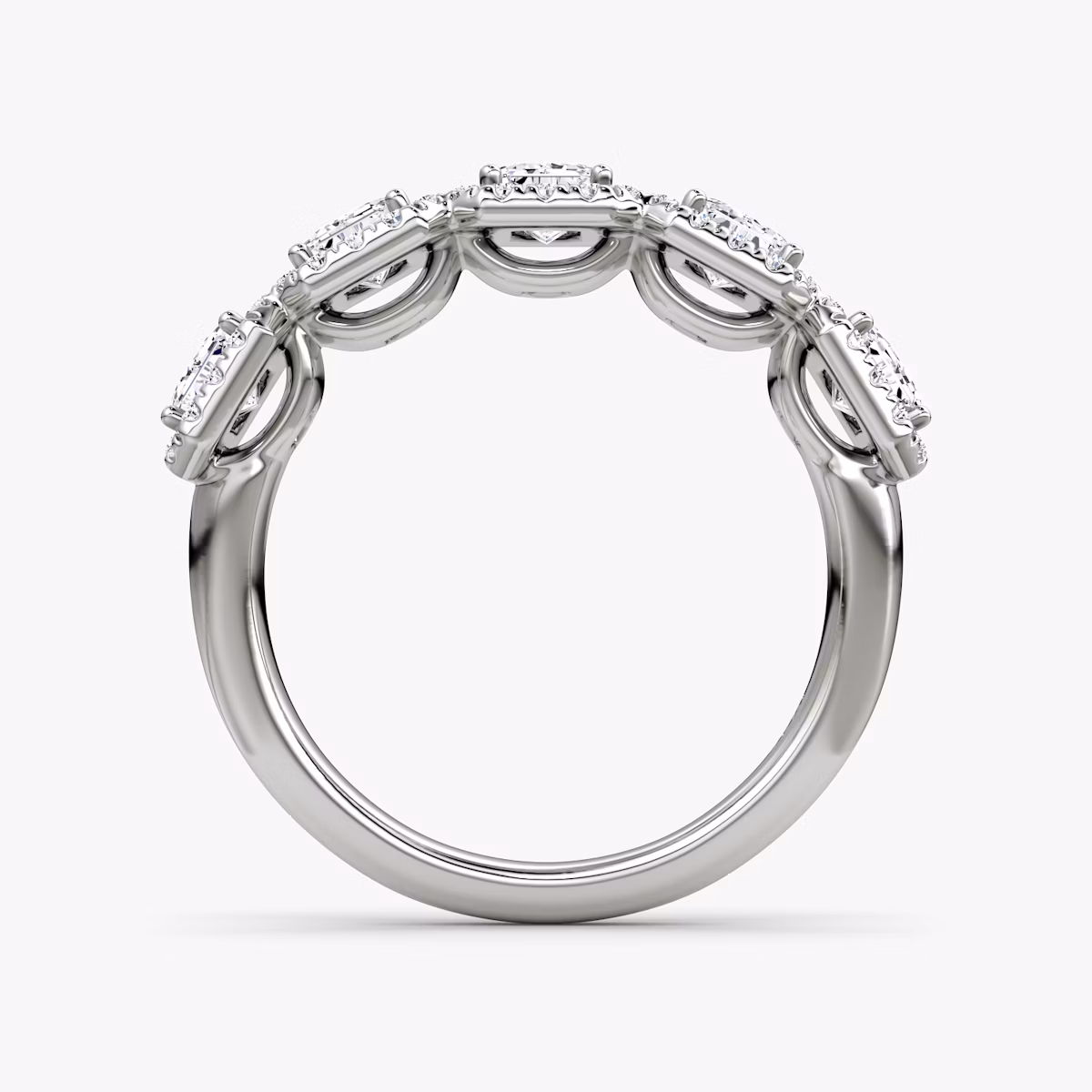 The Five Stone Halo Band | Emerald | Platinum