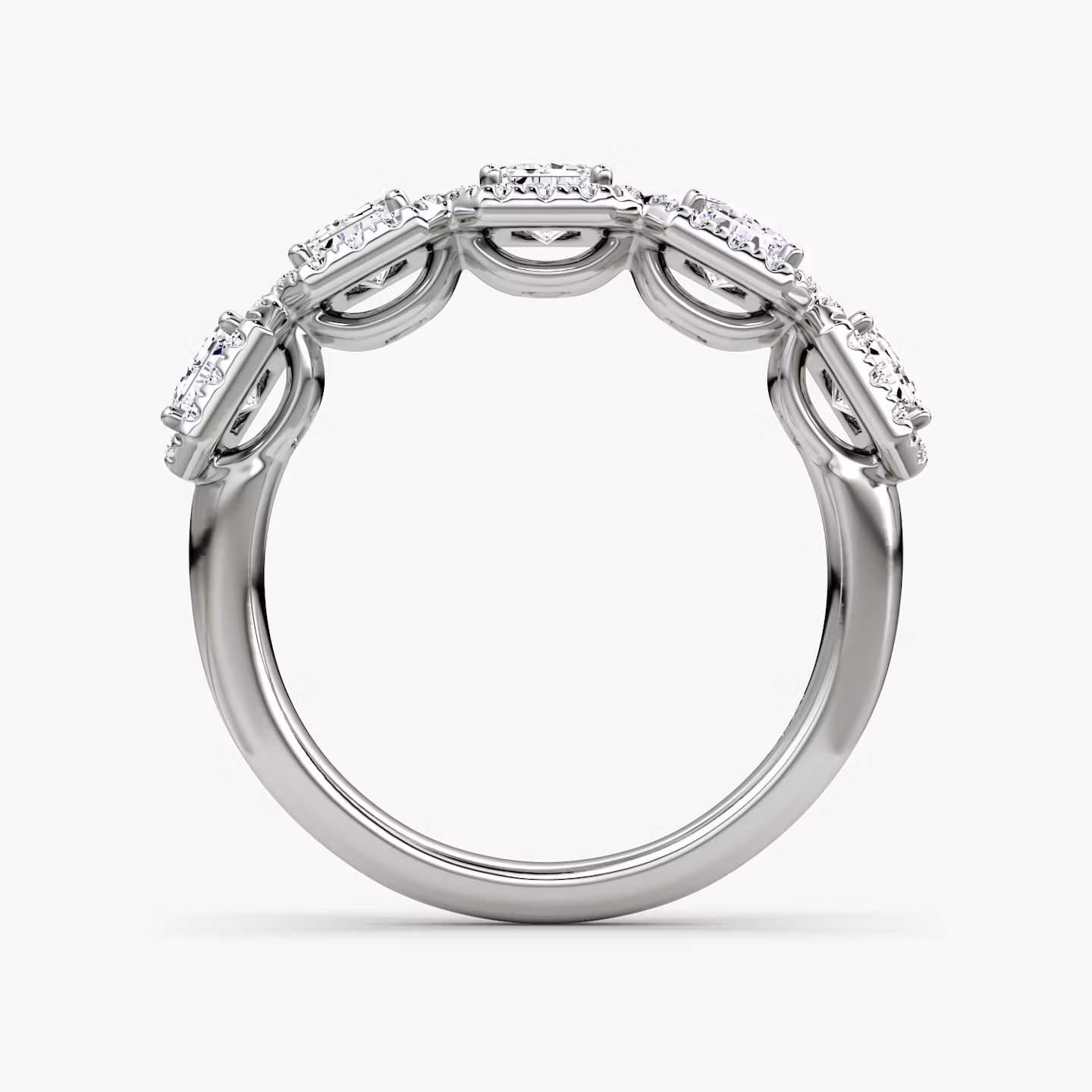 The Five Stone Halo Band | Emerald | Platinum