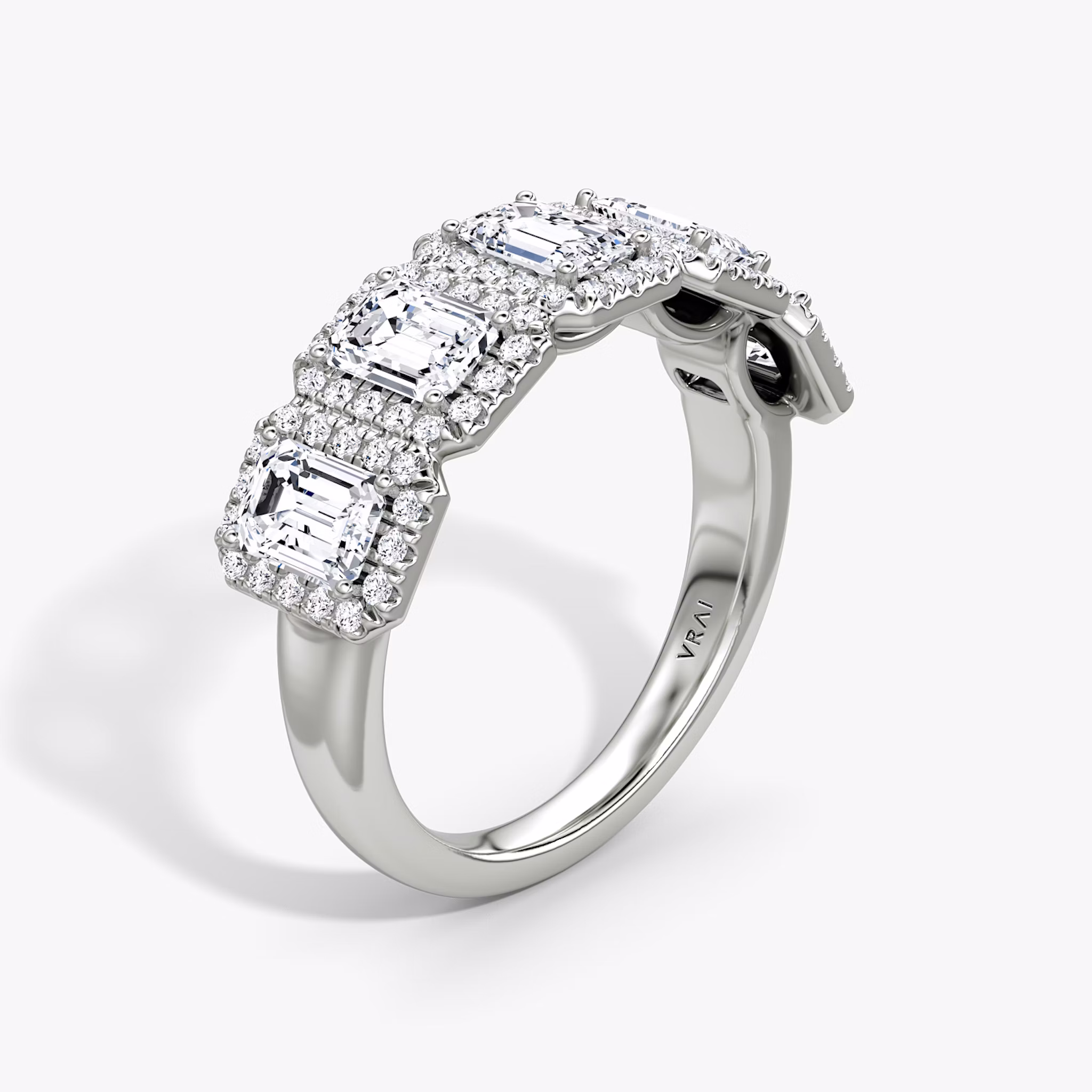 The Five Stone Halo Band | Emerald | 18k | White Gold