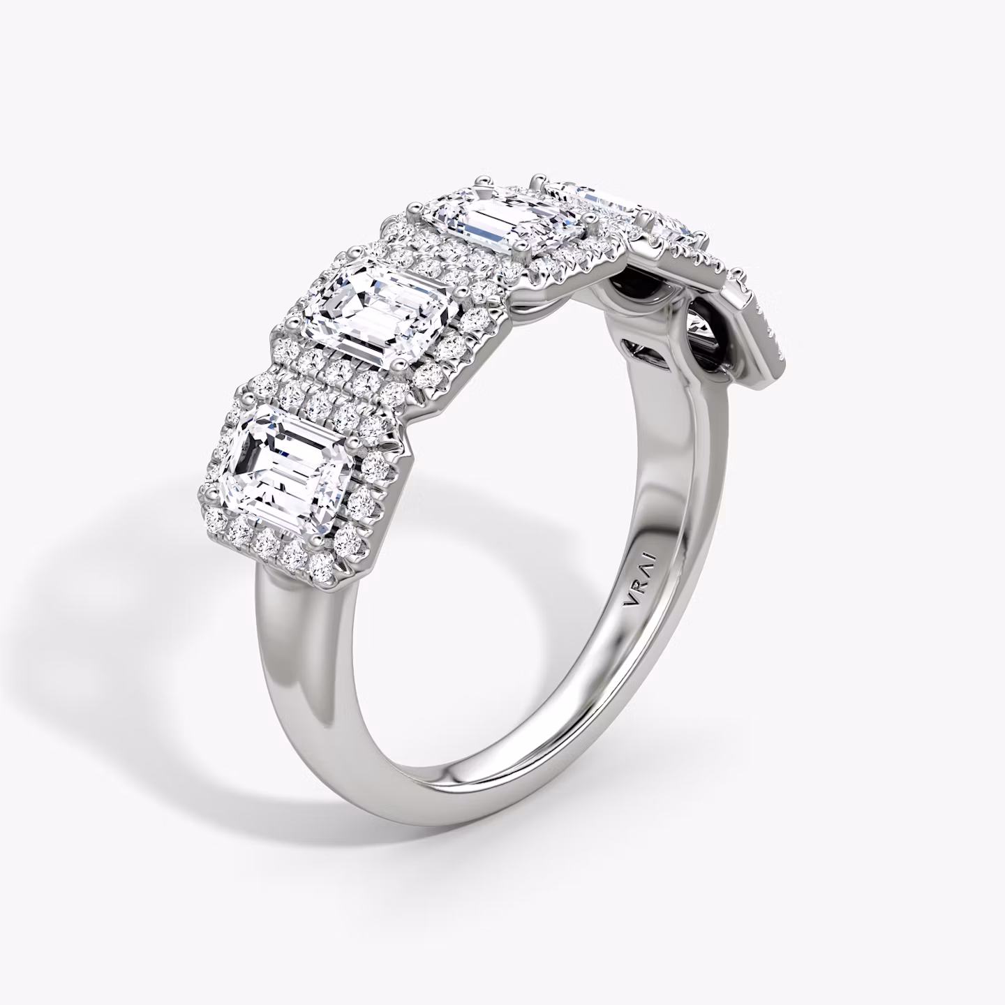 The Five Stone Halo Band | Emerald | Platinum