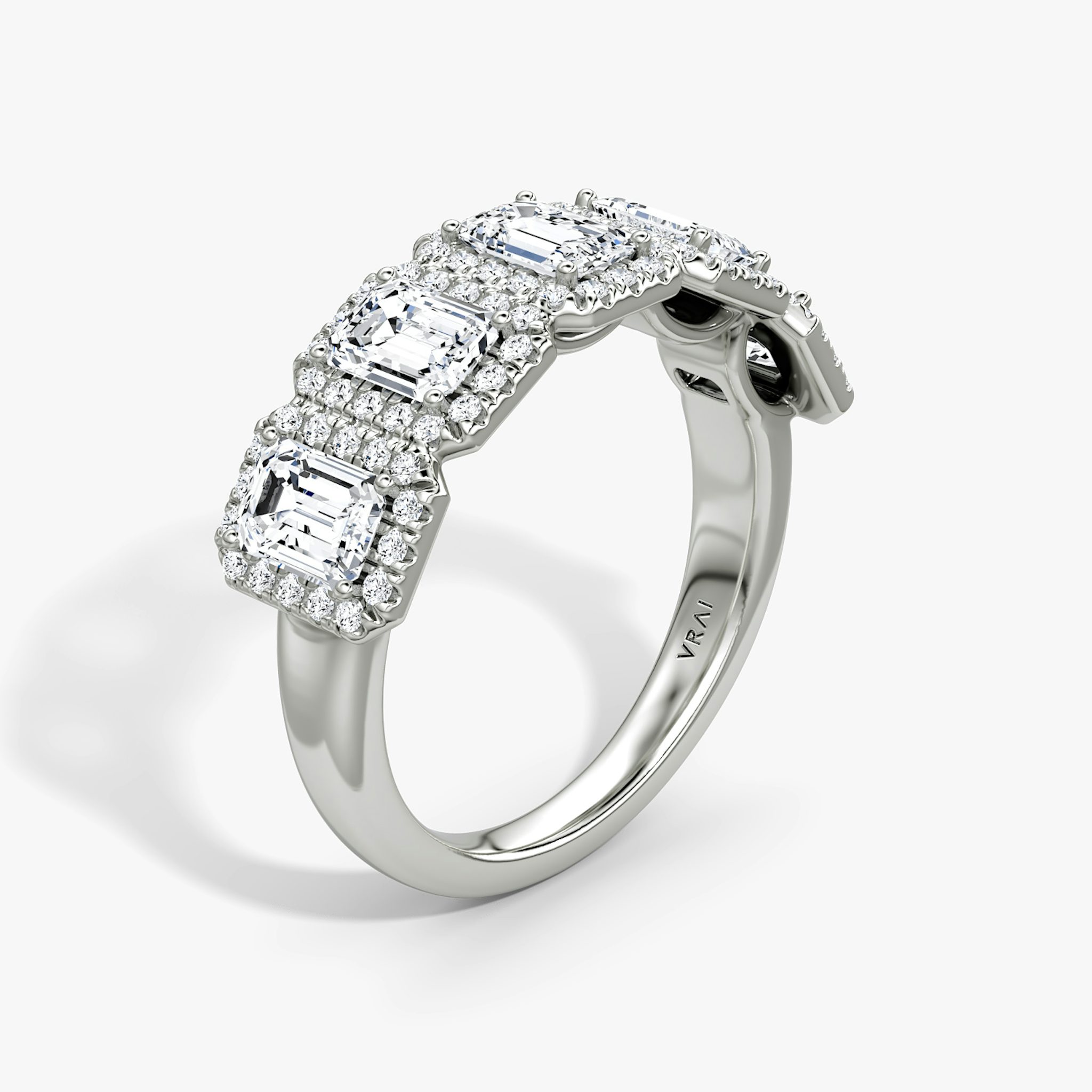 The Five Stone Halo Band | Emerald | 18k | White Gold