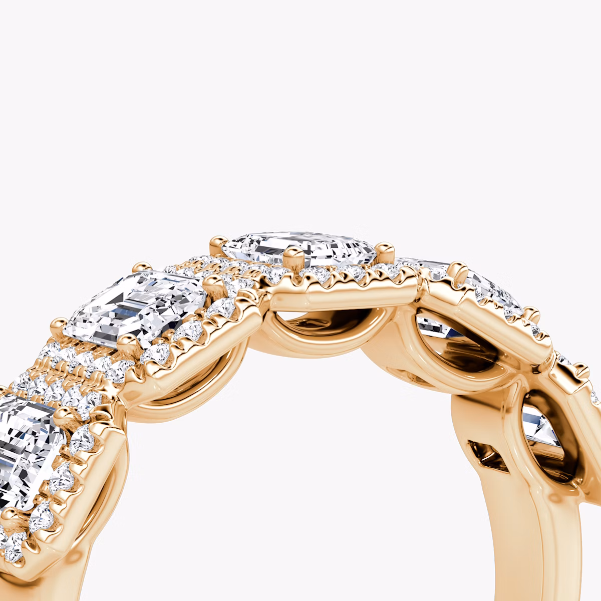 The Five Stone Halo Band | Emerald | 14k | Rose Gold