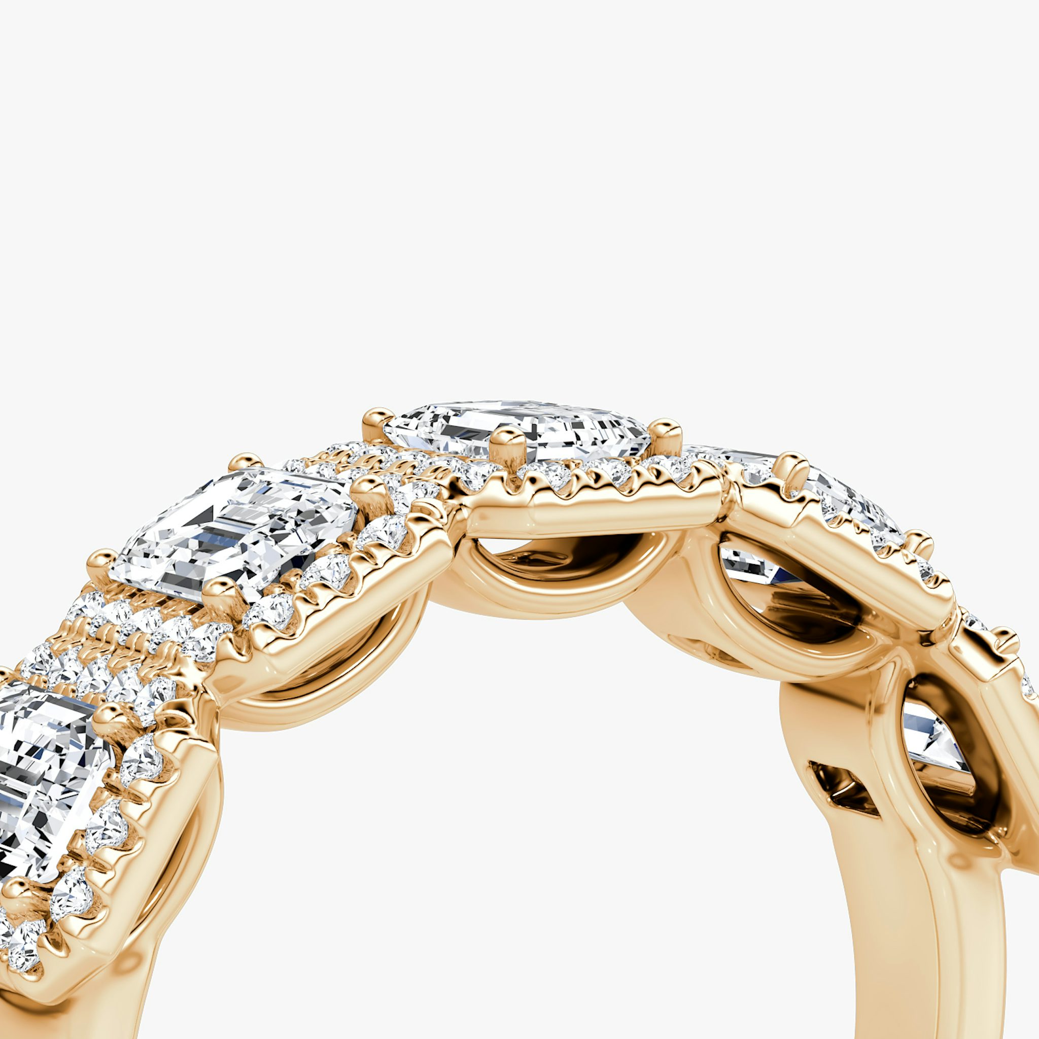 The Five Stone Halo Band | Emerald | 14k | Rose Gold