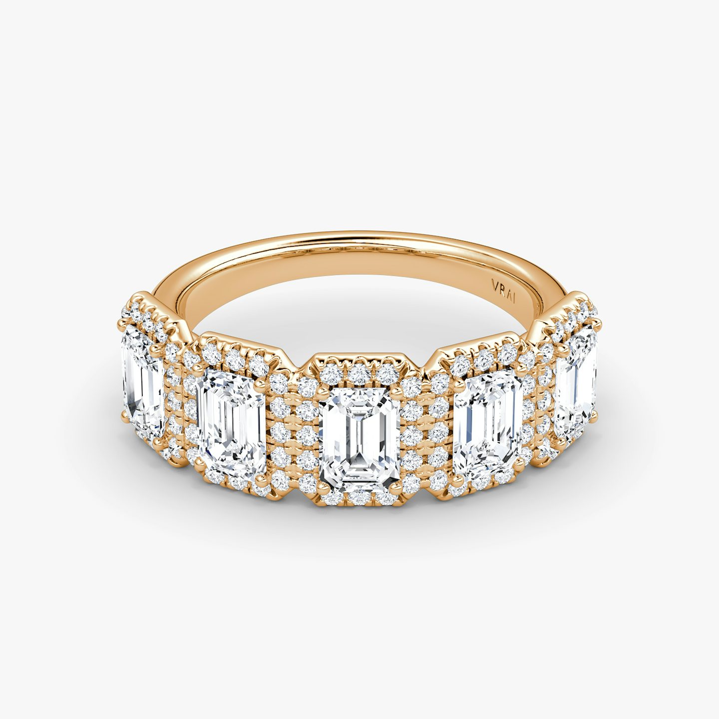 The Five Stone Halo Band | Emerald | 14k | Rose Gold