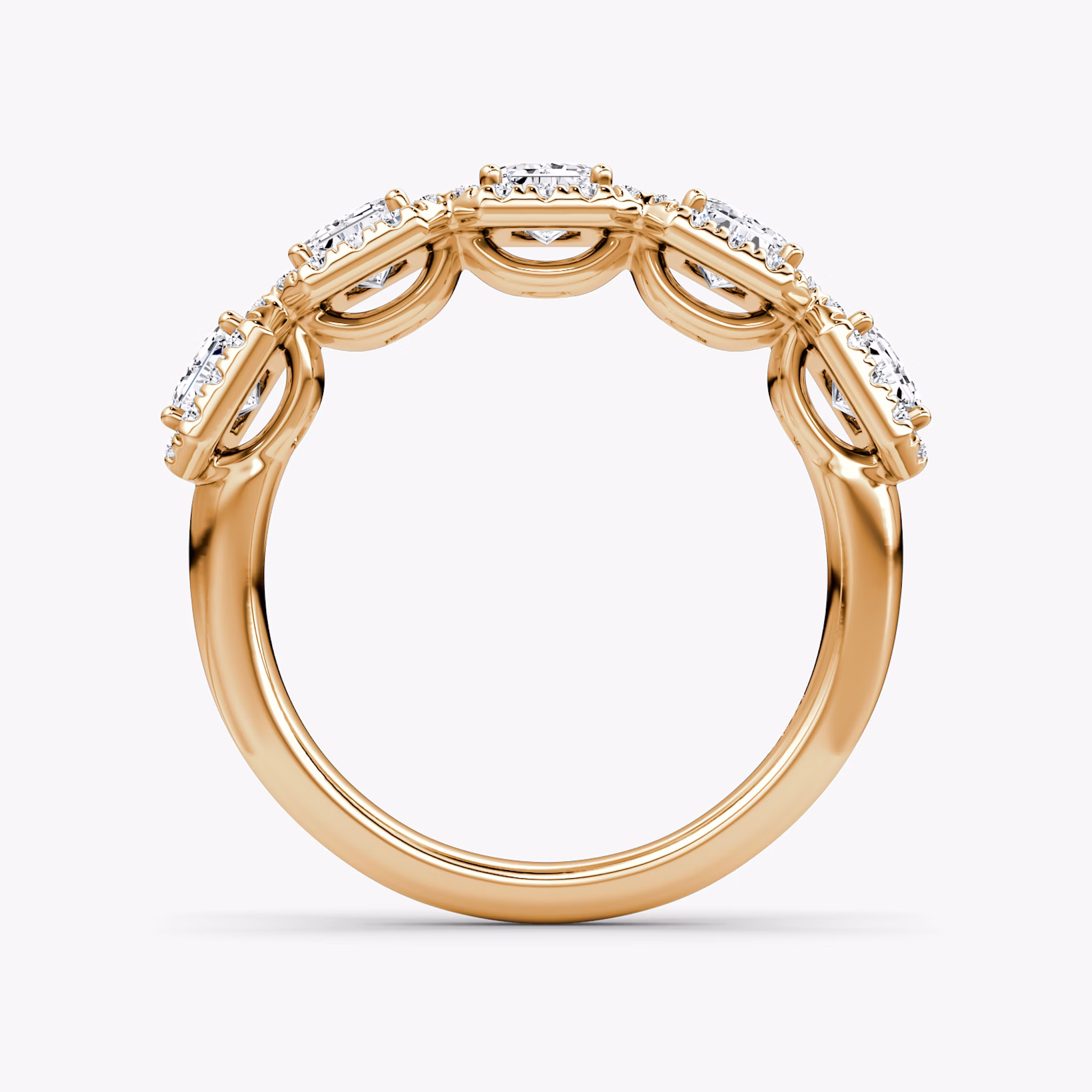 The Five Stone Halo Band | Emerald | 14k | Rose Gold