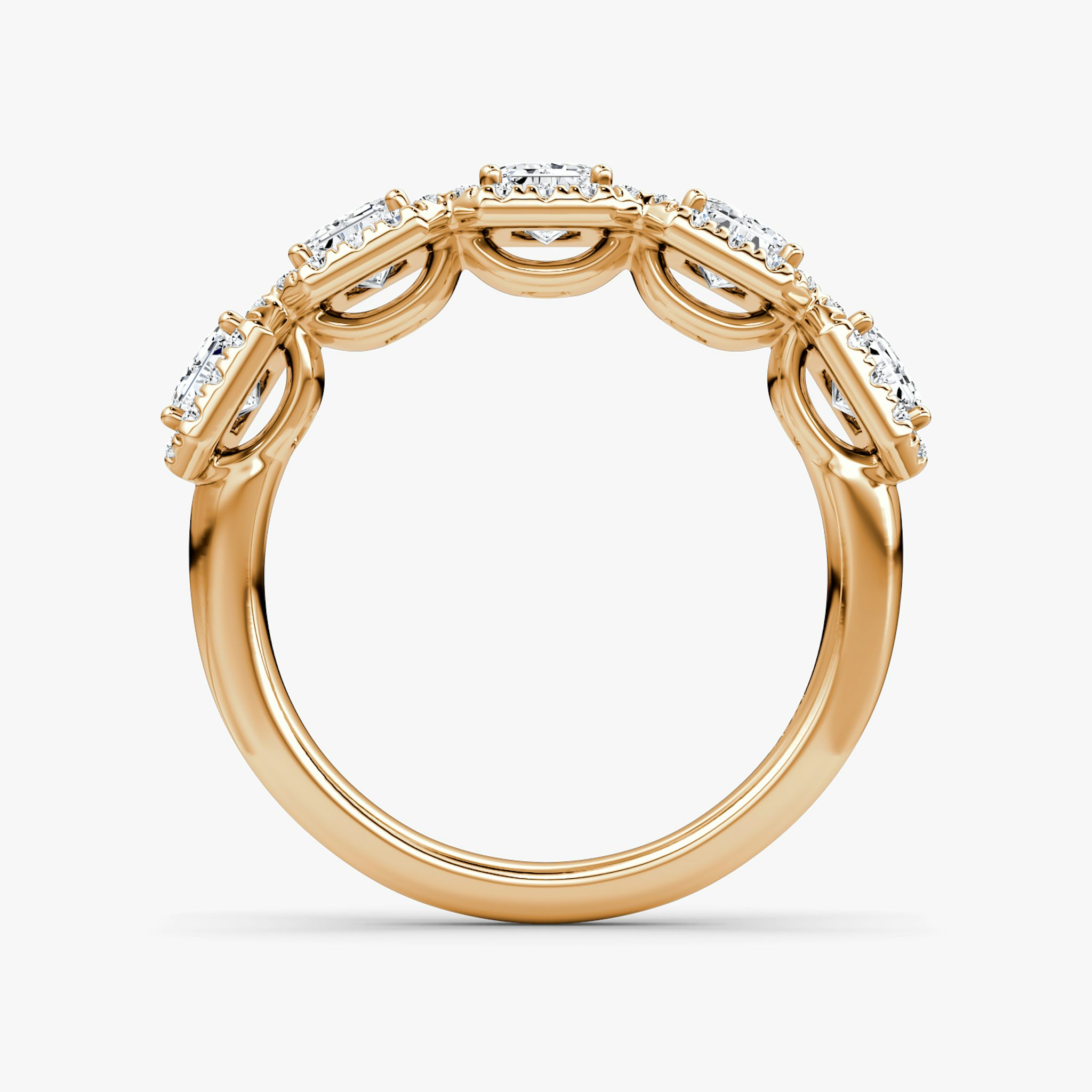 The Five Stone Halo Band | Emerald | 14k | Rose Gold