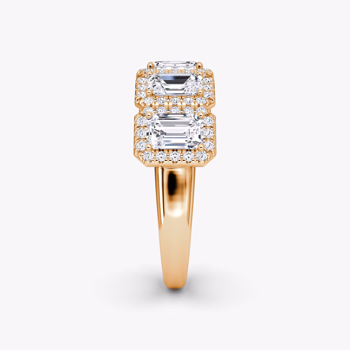 The Five Stone Halo Band | Emerald | 14k | Rose Gold