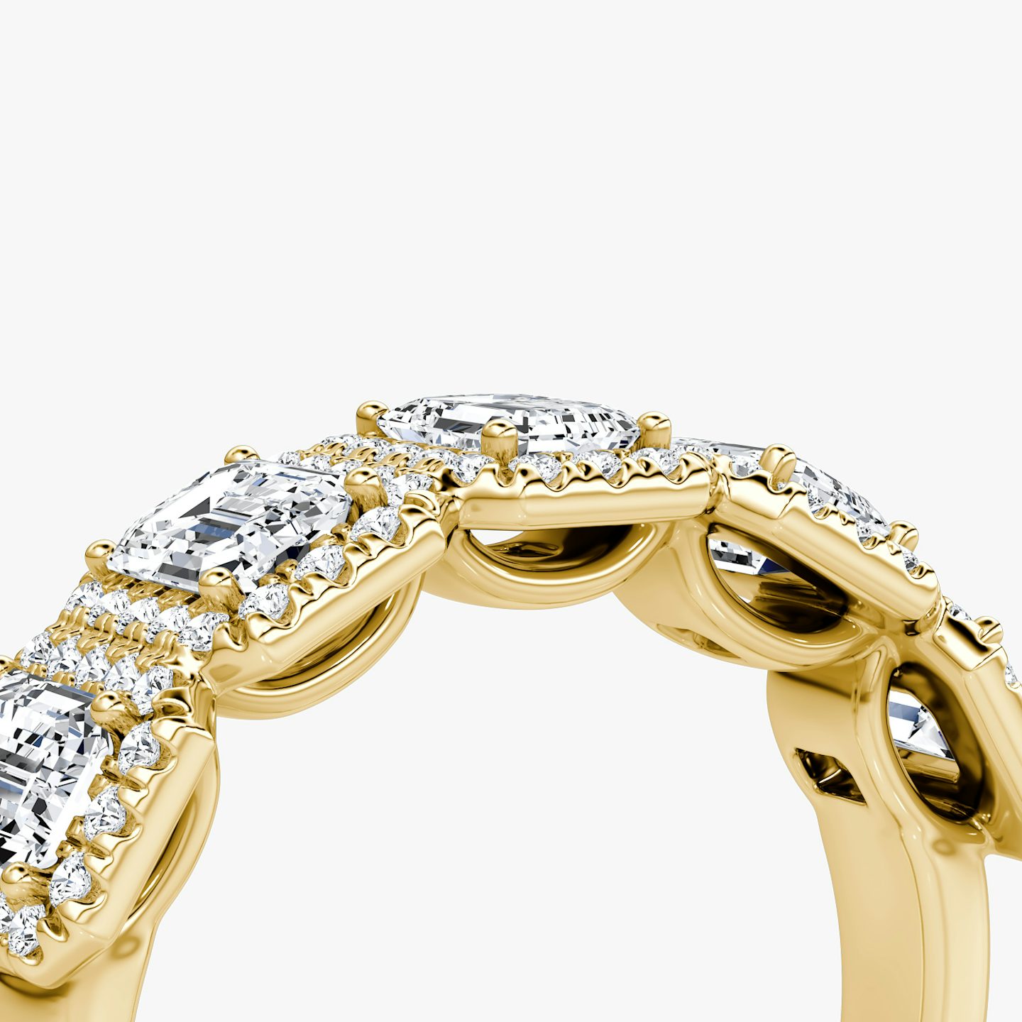 The Five Stone Halo Band | Emerald | 18k | Yellow Gold