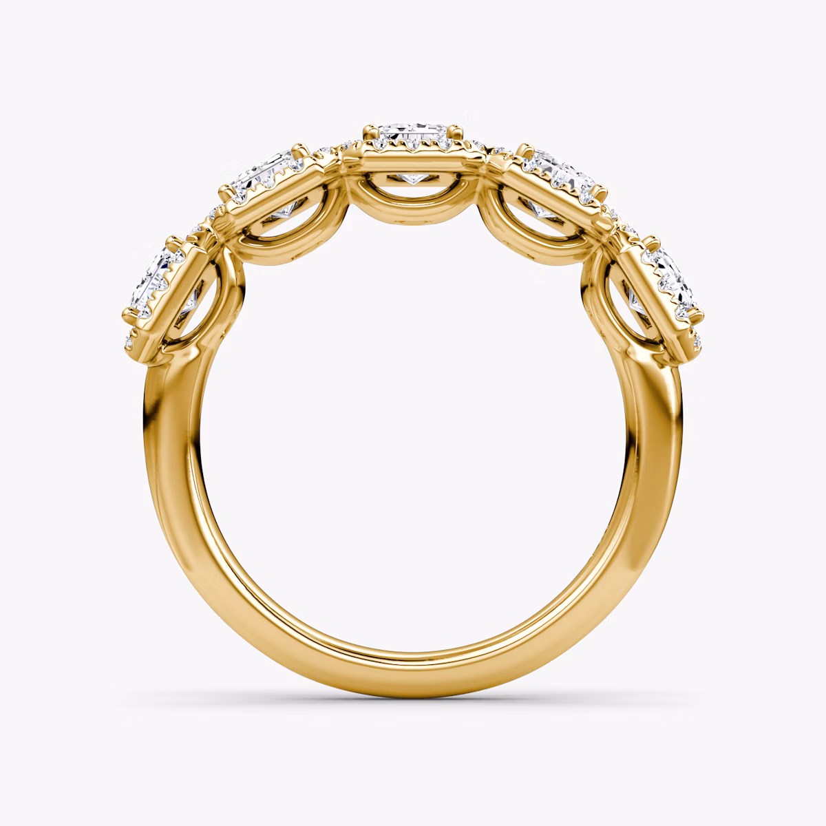 The Five Stone Halo Band | Emerald | 18k | Yellow Gold