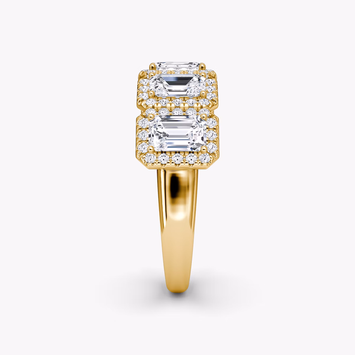 The Five Stone Halo Band | Emerald | 18k | Yellow Gold