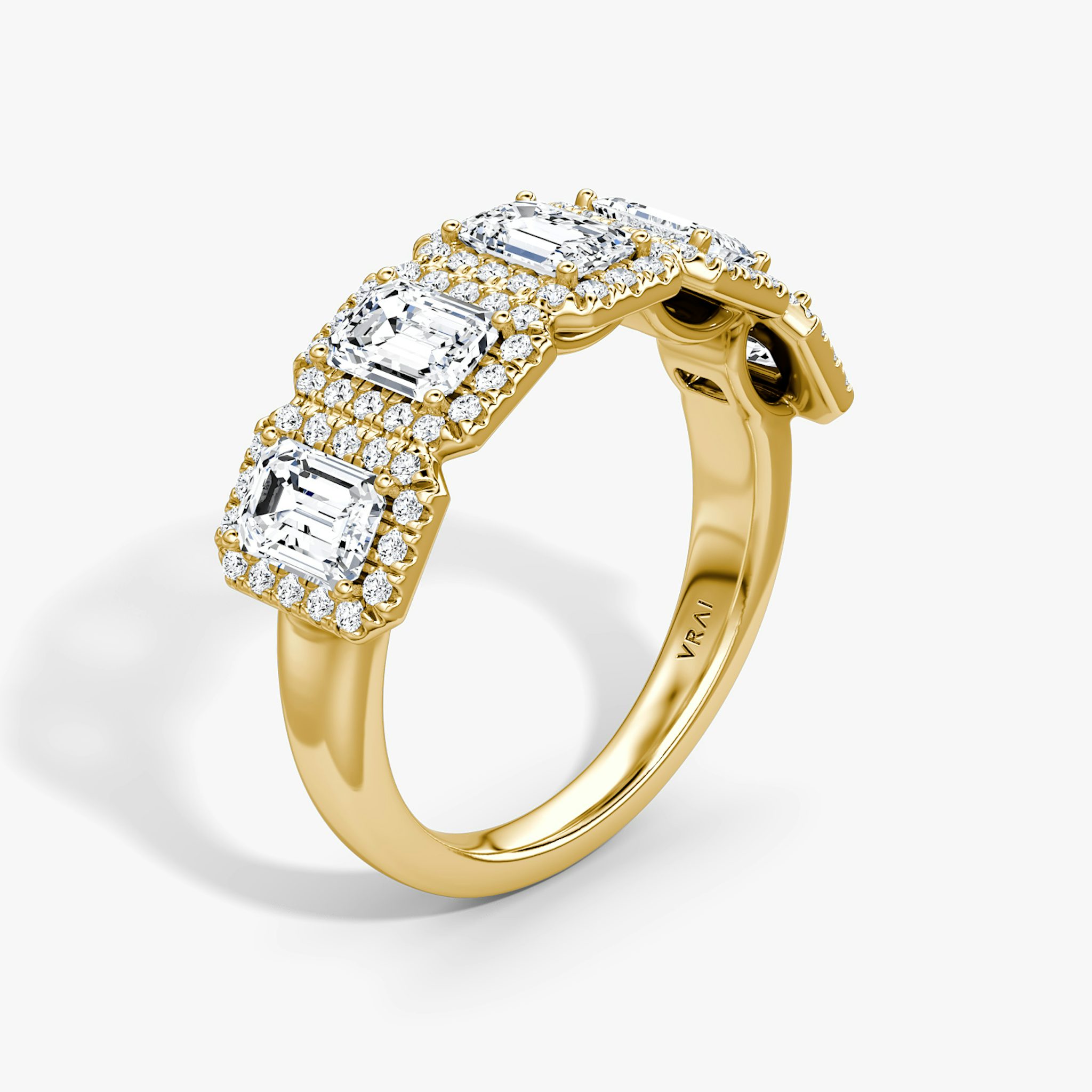 The Five Stone Halo Band | Emerald | 18k | Yellow Gold