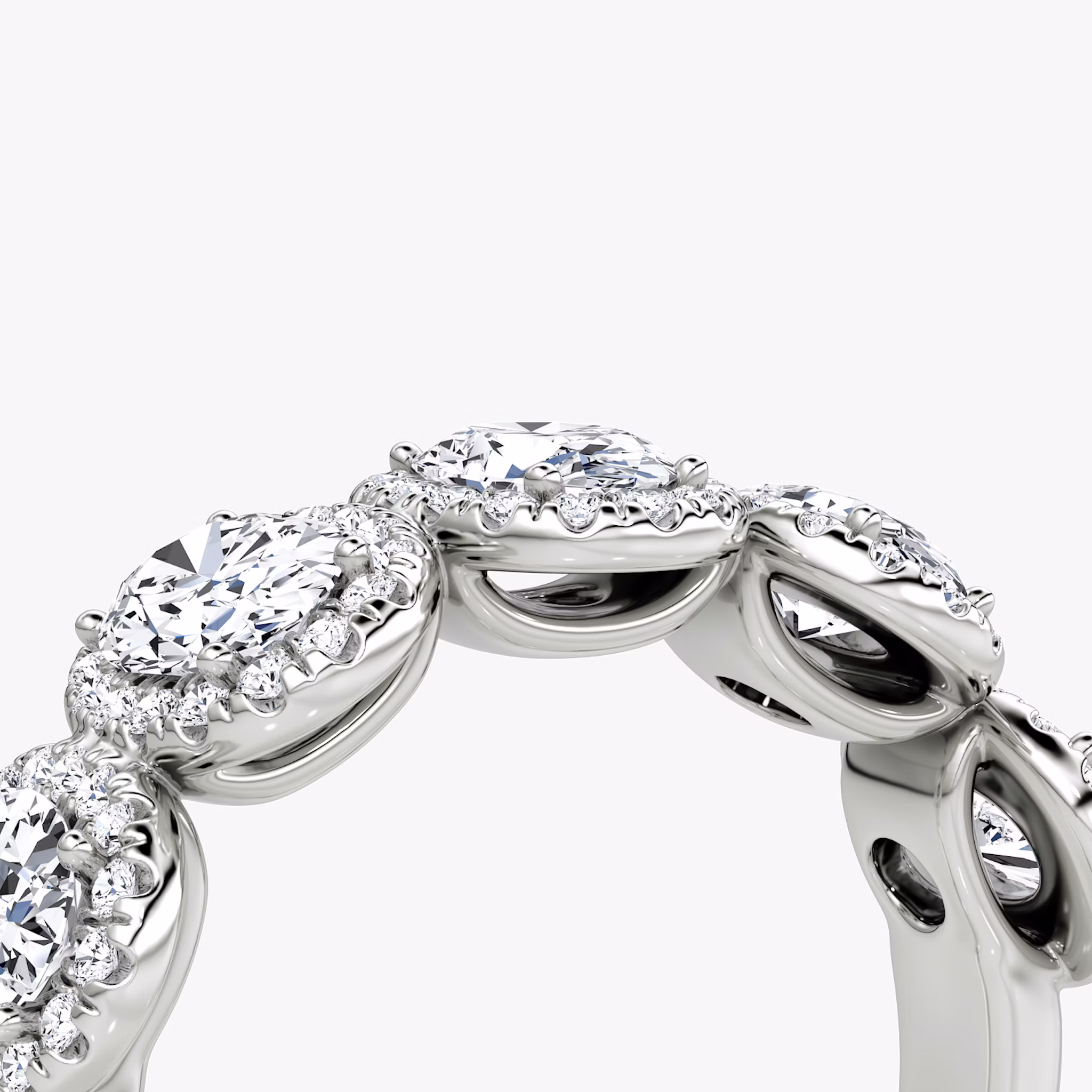 The Five Stone Halo Band | Oval | 18k | White Gold