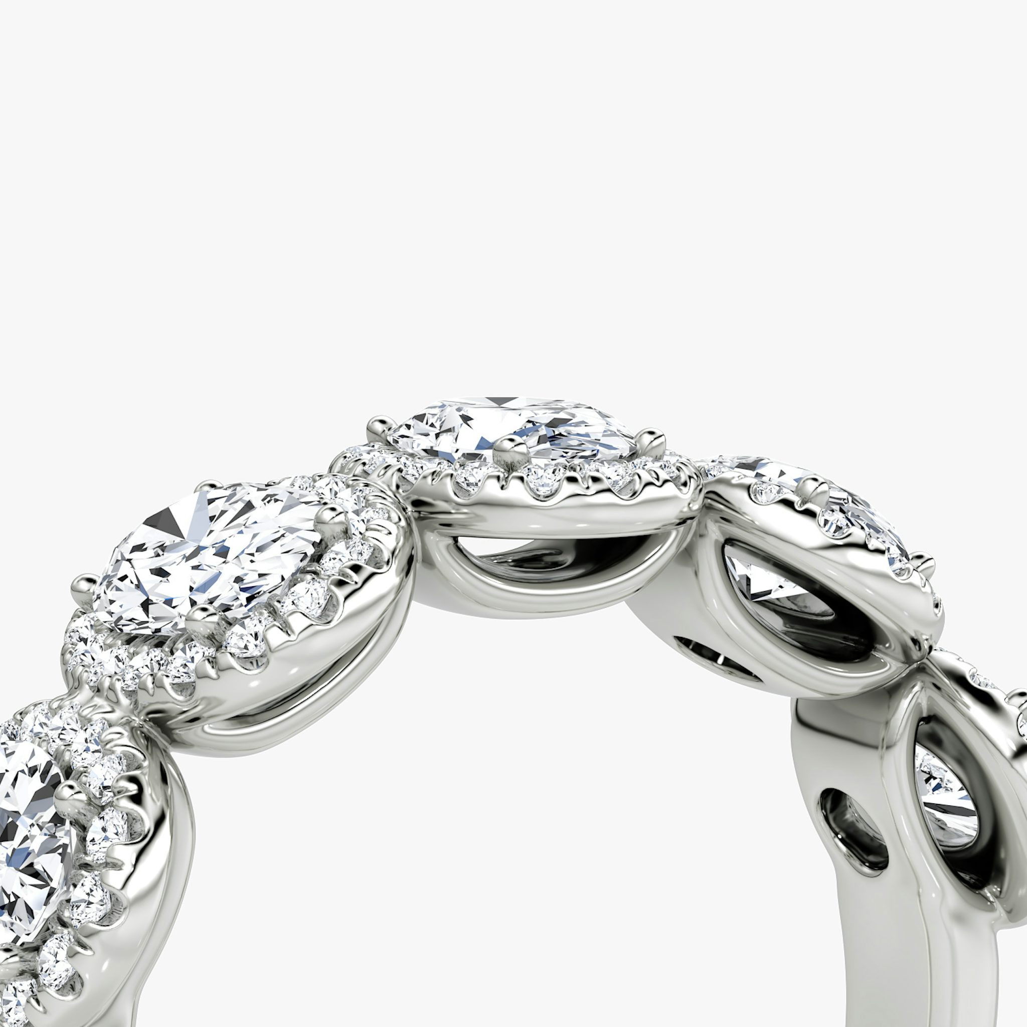 The Five Stone Halo Band | Oval | 18k | White Gold